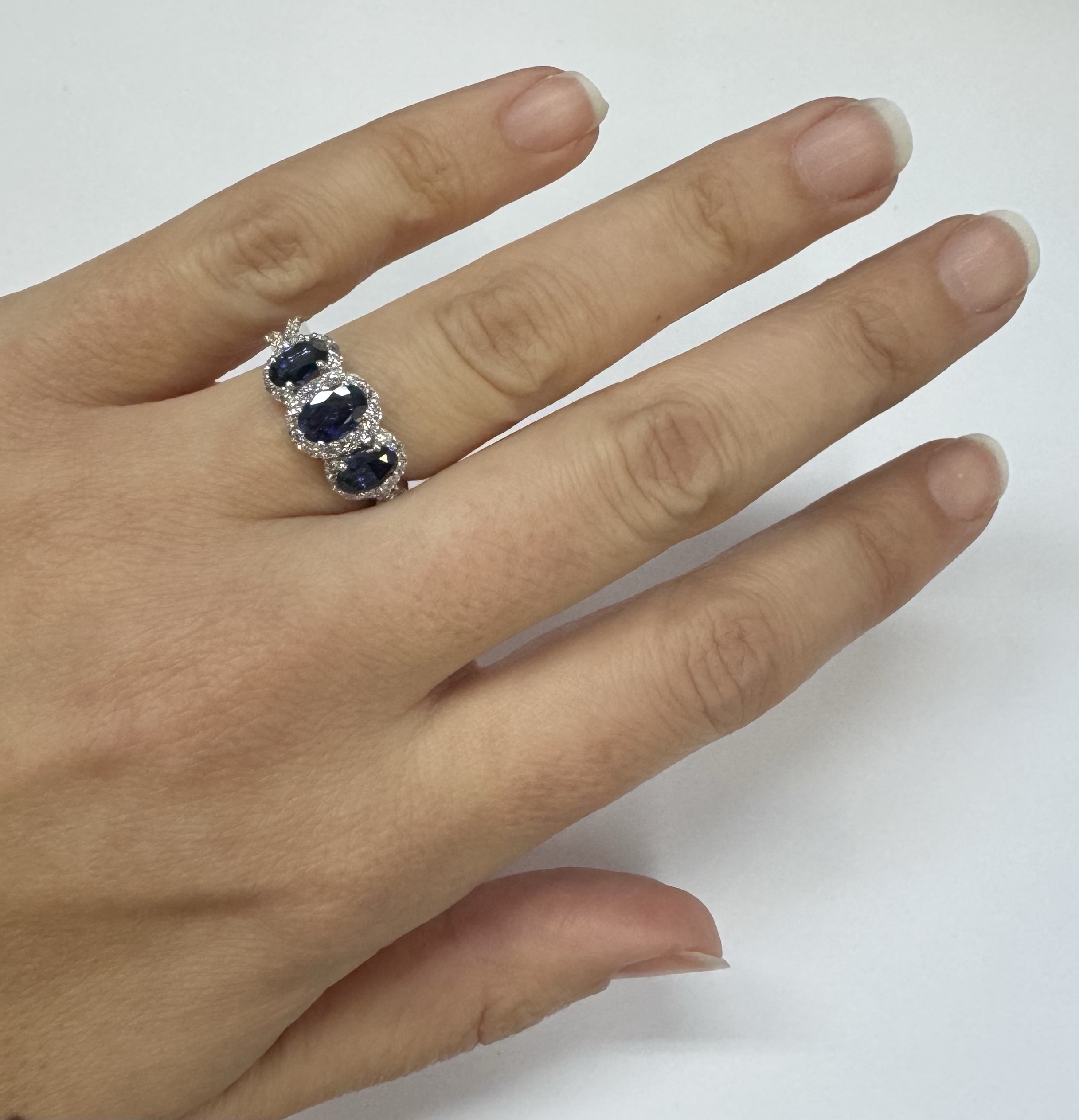 14k White Gold Genuine 2.09 Cttw Sapphire Triple Halo Ring With Split Shank - Image 20