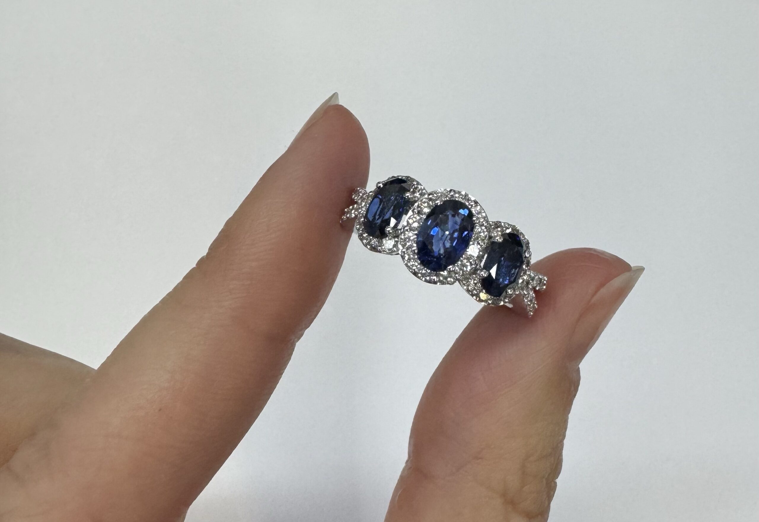 14k White Gold Genuine 2.09 Cttw Sapphire Triple Halo Ring With Split Shank - Image 13