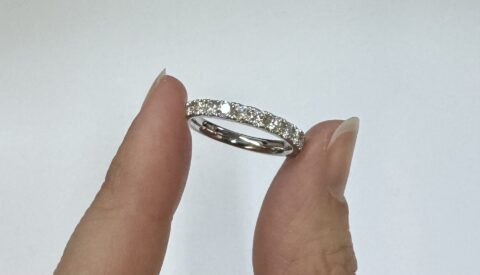 14k White Gold 11 Stone Genuine 3/4 Cttw Round Brilliant Cut Diamond Low-Profile Band