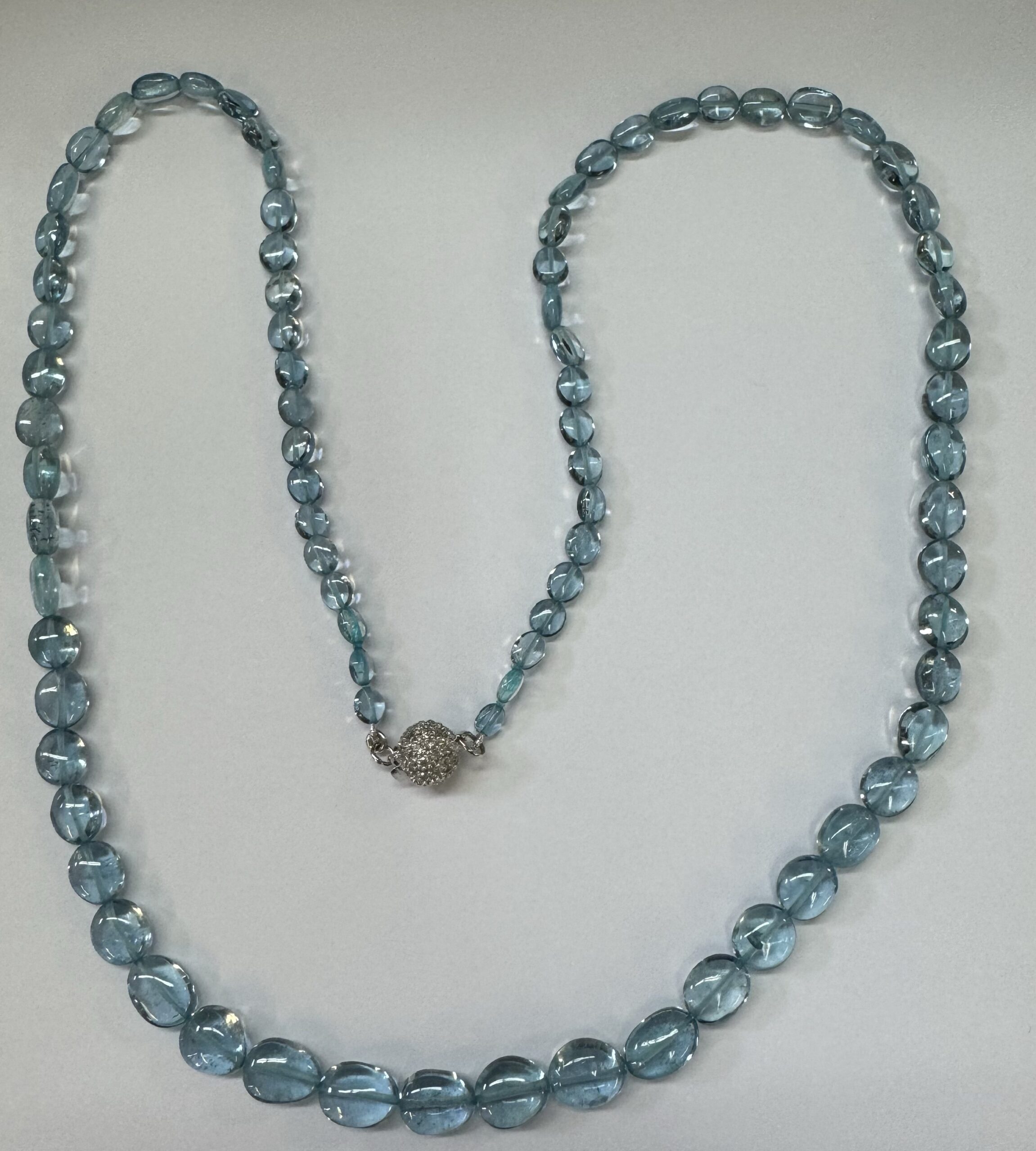 23” Genuine 96 Cttw Aquamarine Bead Strand - Image 4