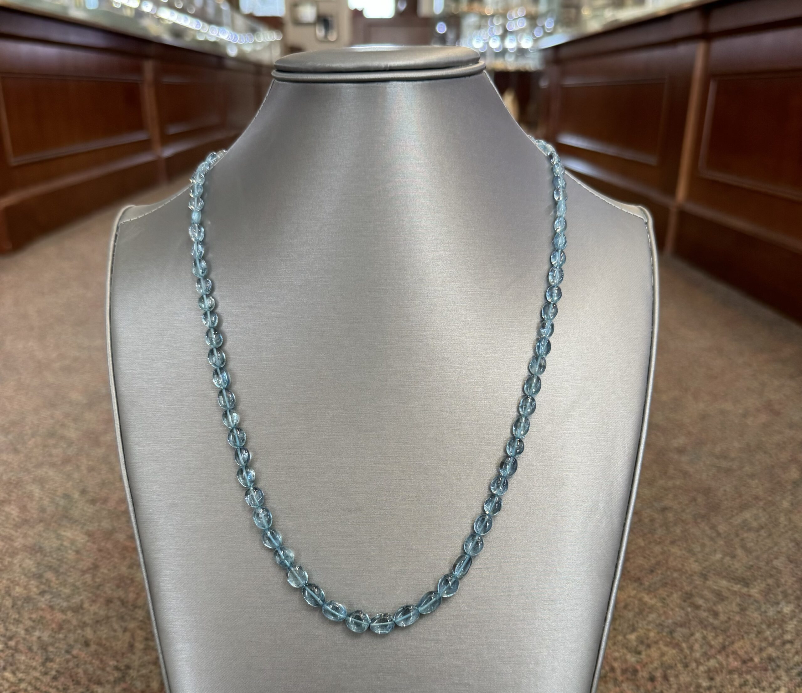 23” Genuine 96 Cttw Aquamarine Bead Strand - Image 12