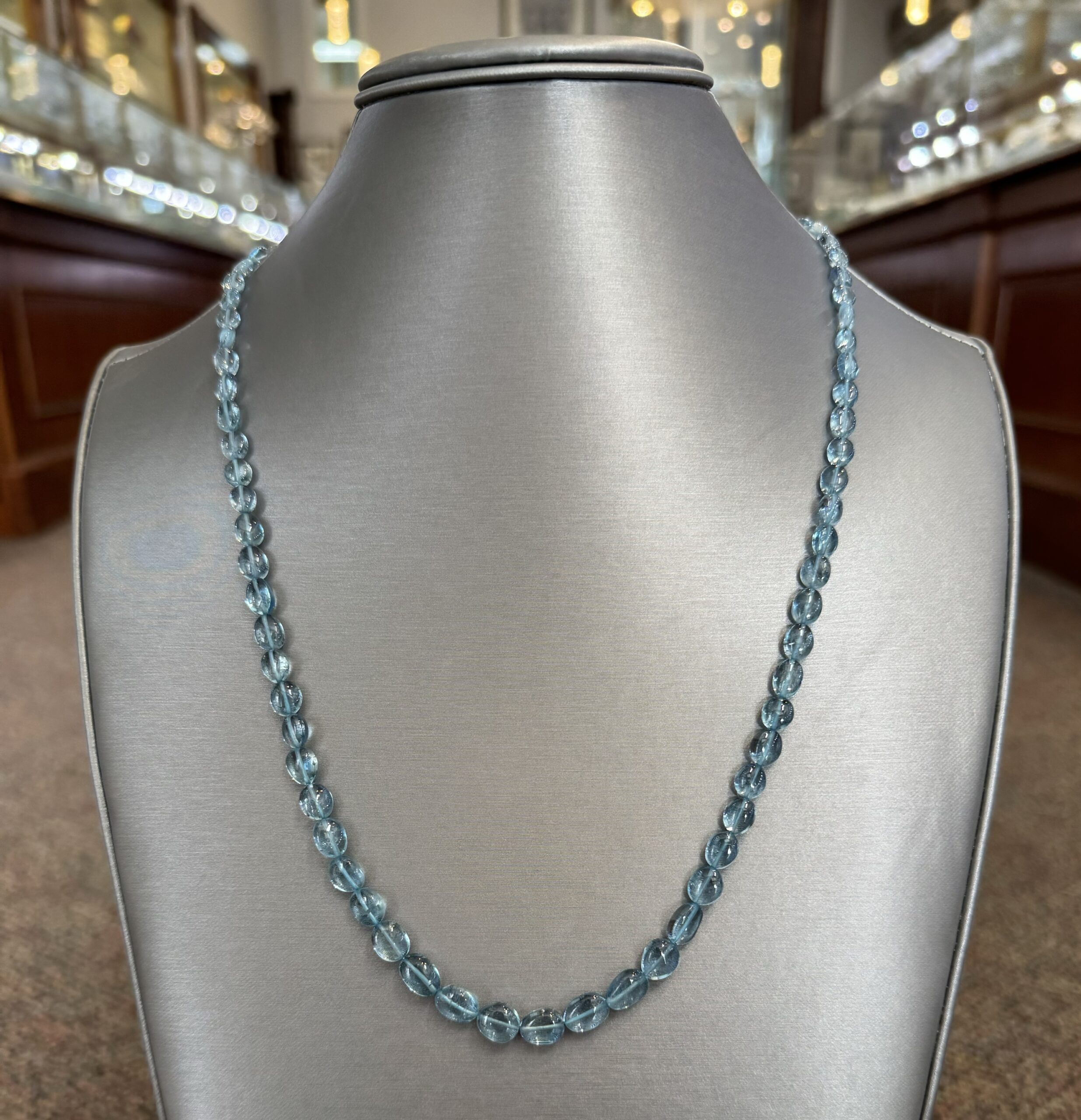 23” Genuine 96 Cttw Aquamarine Bead Strand - Image 13