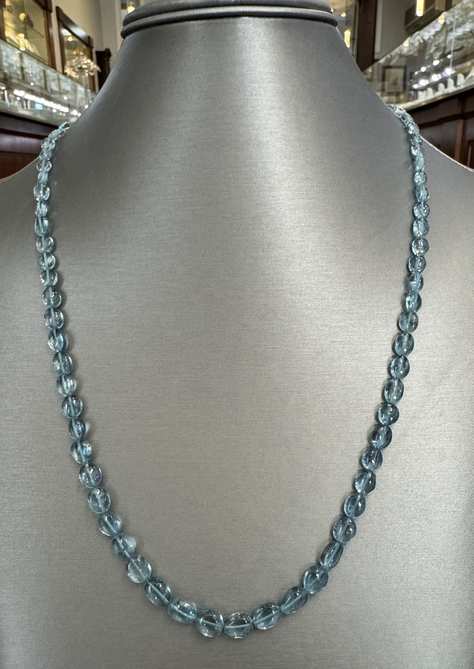 23” Genuine 96 Cttw Aquamarine Bead Strand - Image 14