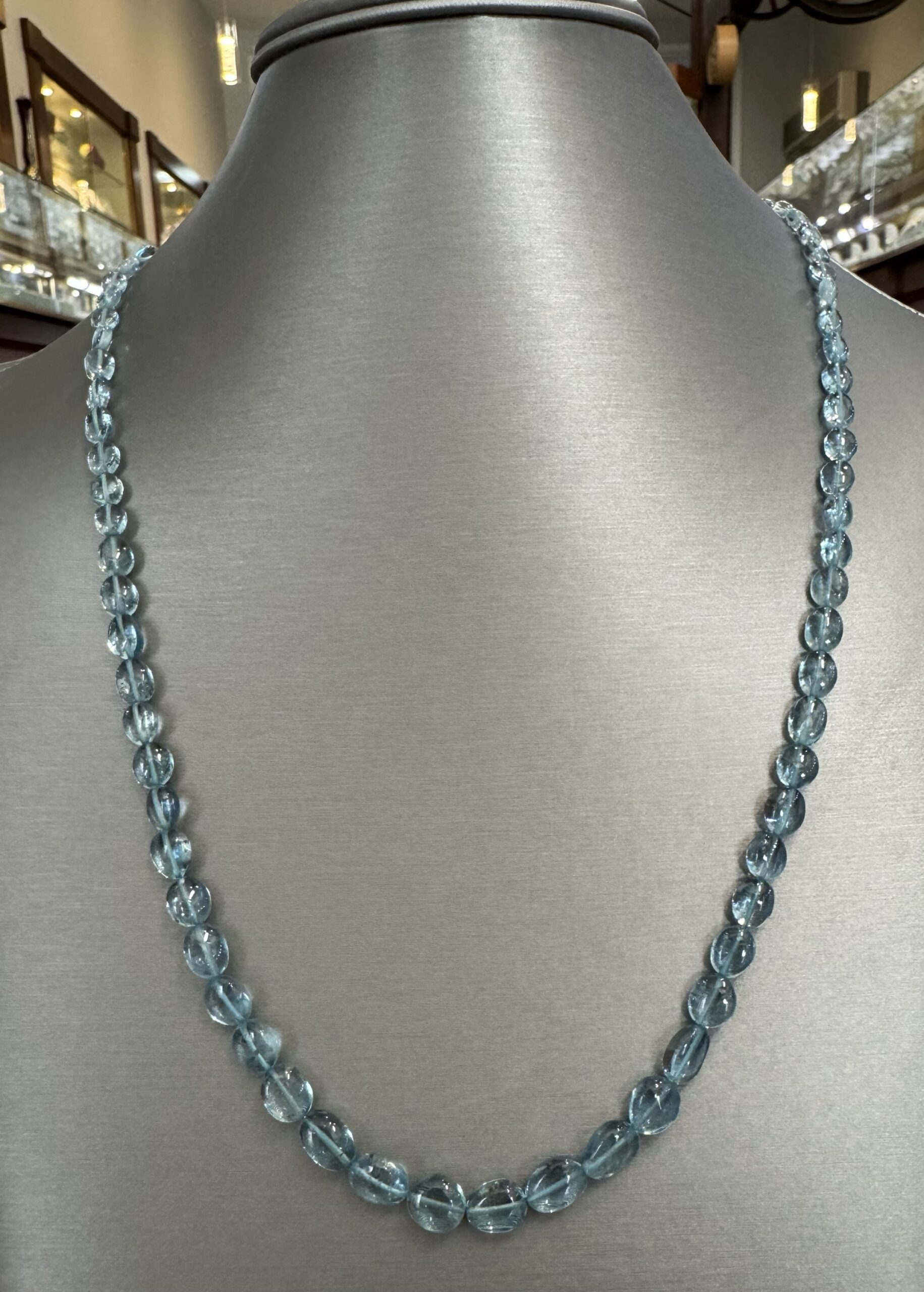 23” Genuine 96 Cttw Aquamarine Bead Strand - Image 15
