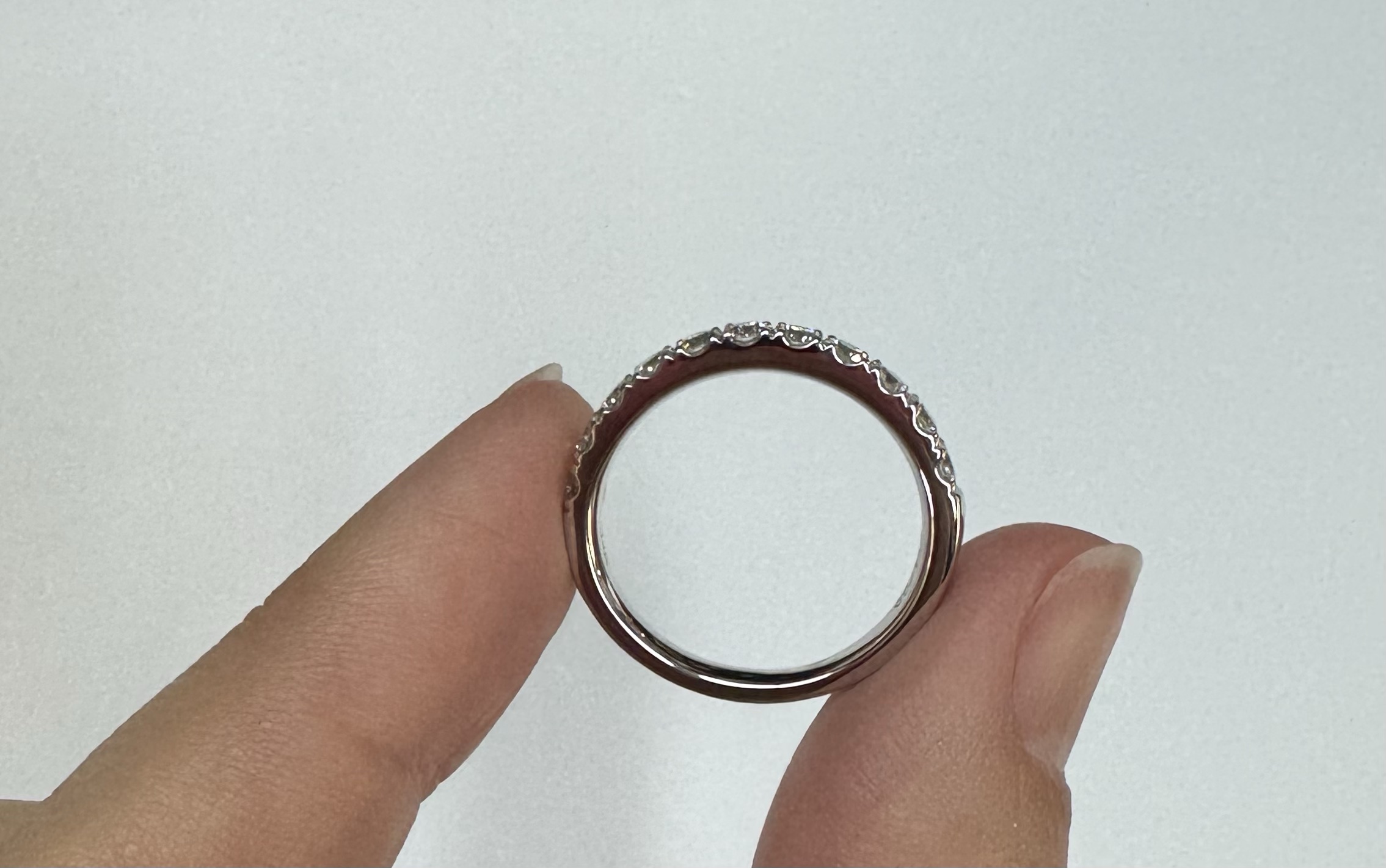 14k White Gold 11 Stone Genuine 3/4 Cttw Round Brilliant Cut Diamond Low-Profile Band - Image 26