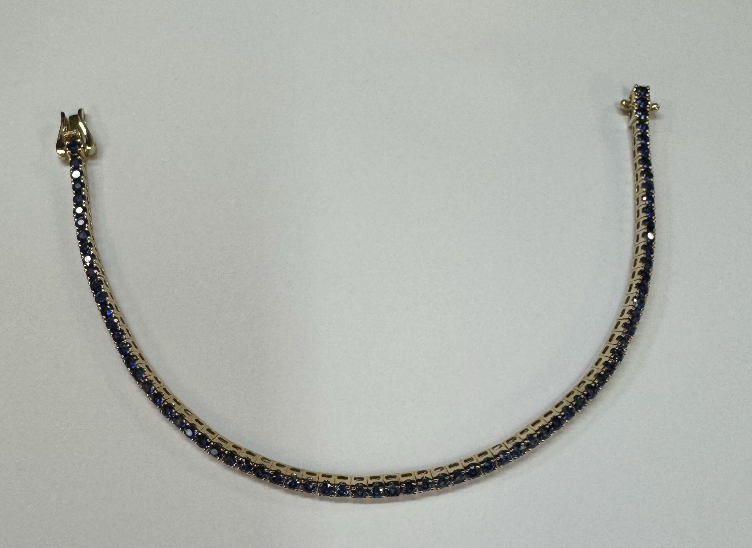 14k Yellow Gold Genuine 4.40 Cttw Sapphire Tennis Bracelet - Image 33