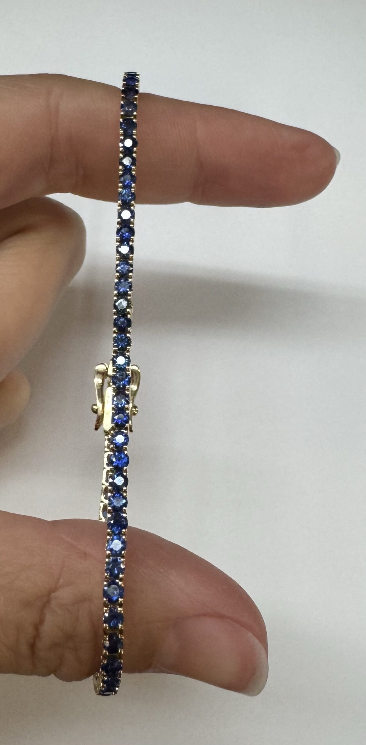 14k Yellow Gold Genuine 4.40 Cttw Sapphire Tennis Bracelet - Image 21