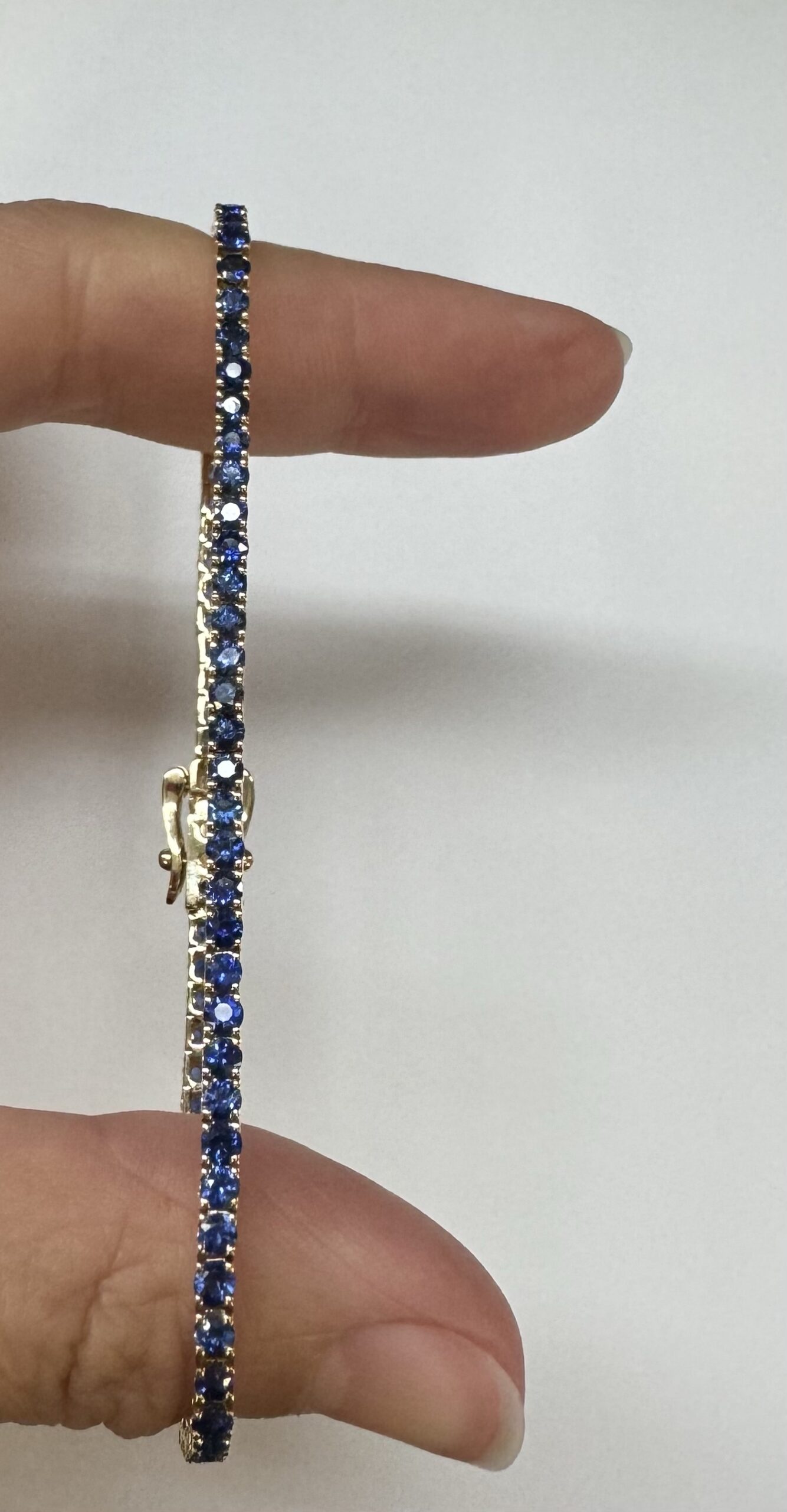 14k Yellow Gold Genuine 4.40 Cttw Sapphire Tennis Bracelet - Image 20