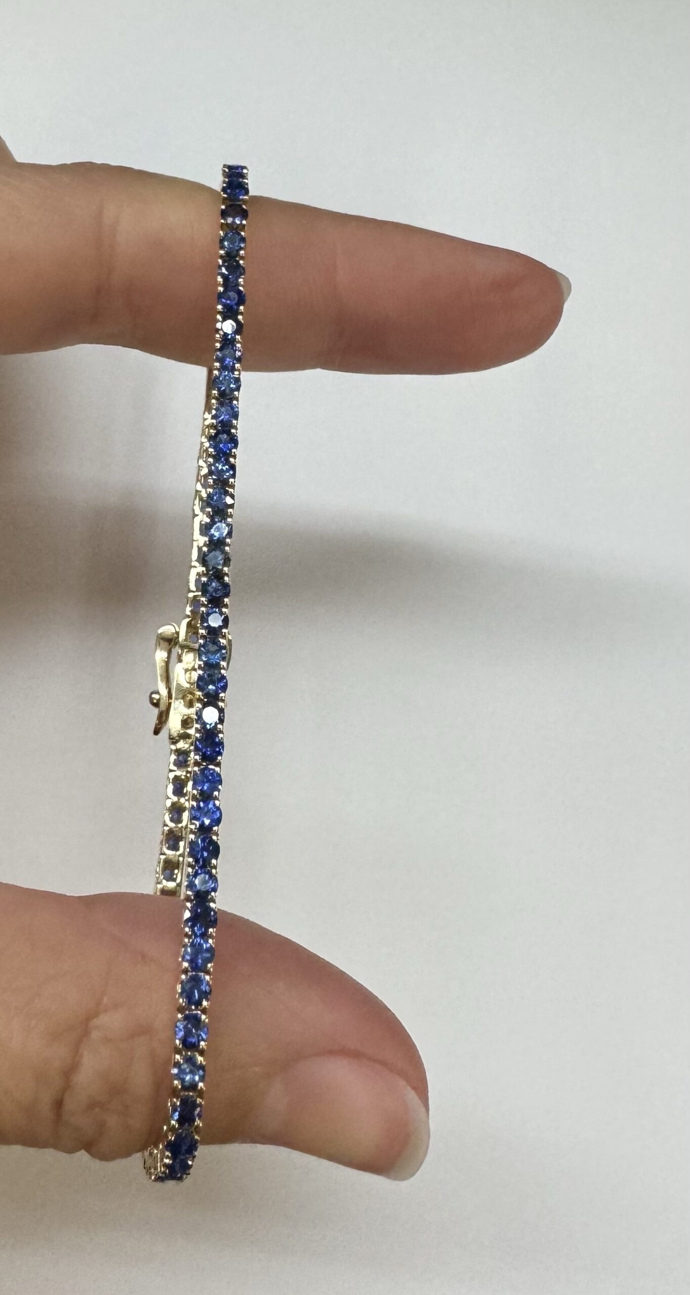 14k Yellow Gold Genuine 4.40 Cttw Sapphire Tennis Bracelet - Image 18