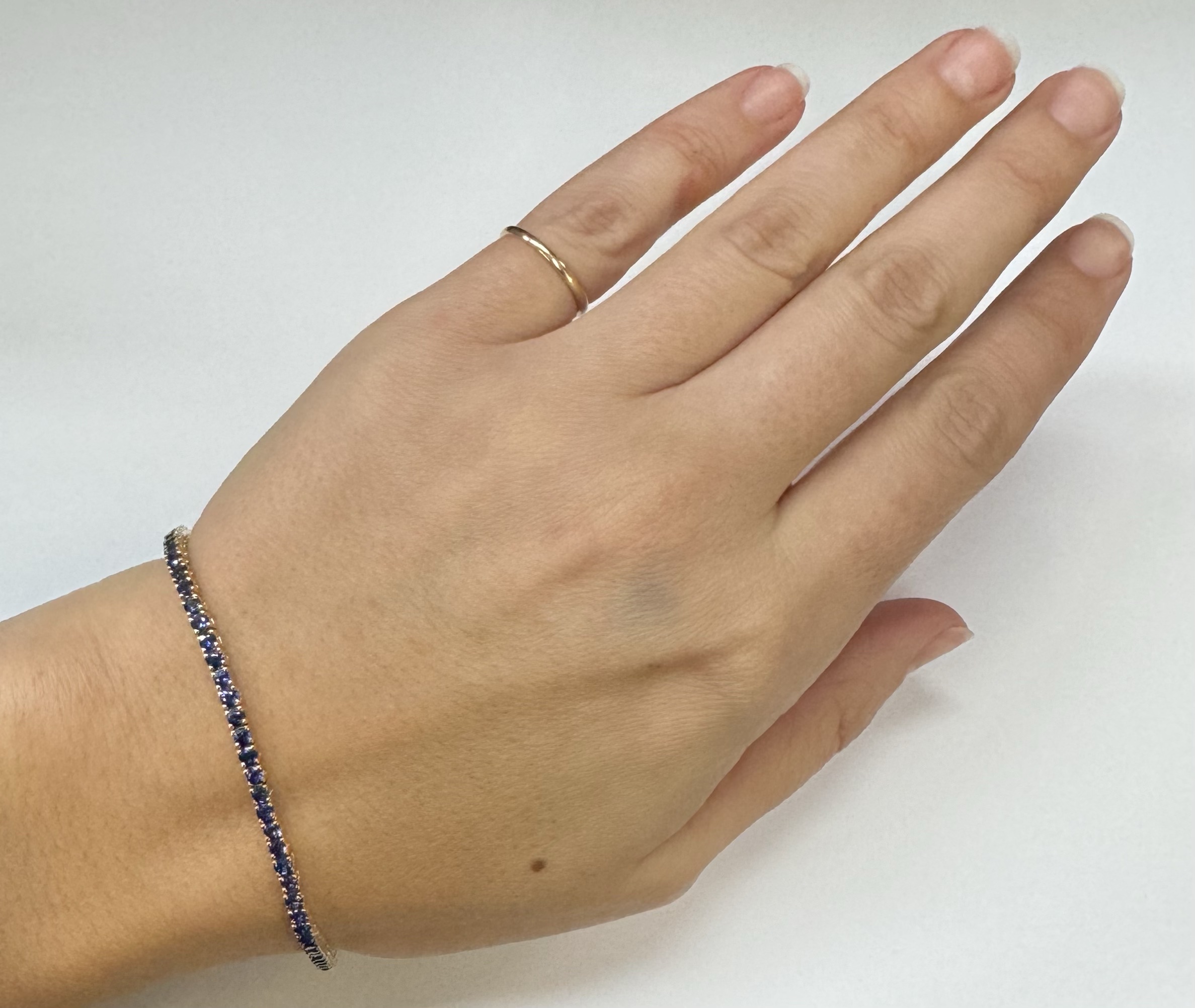 14k Yellow Gold Genuine 4.40 Cttw Sapphire Tennis Bracelet - Image 10