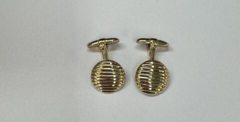 18k Yellow Gold Round Shrimp Style Cufflinks
