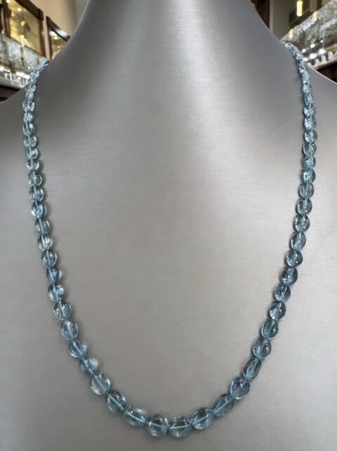 23” Genuine 96 Cttw Aquamarine Bead Strand