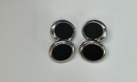 18k White Gold Genuine Onyx Inlay Cufflinks