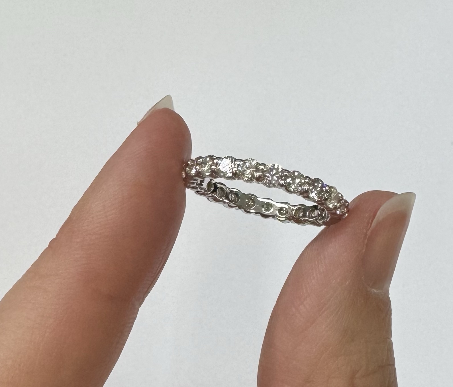 14k White Gold 23 Stone Genuine Natural 1.56 Cttw Round Brilliant Cut Diamond Eternity Band