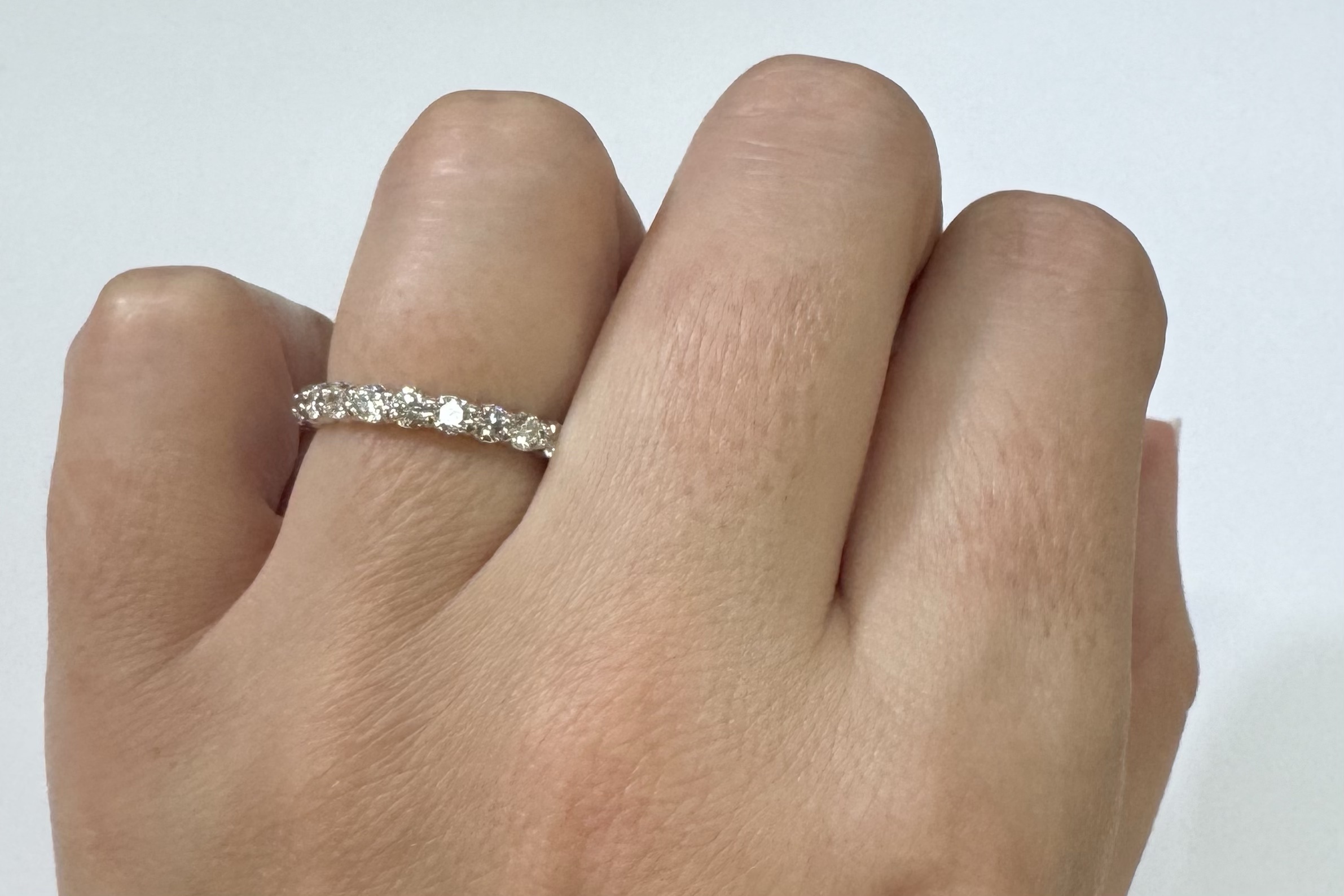 14k White Gold 23 Stone Genuine Natural 1.56 Cttw Round Brilliant Cut Diamond Eternity Band - Image 16