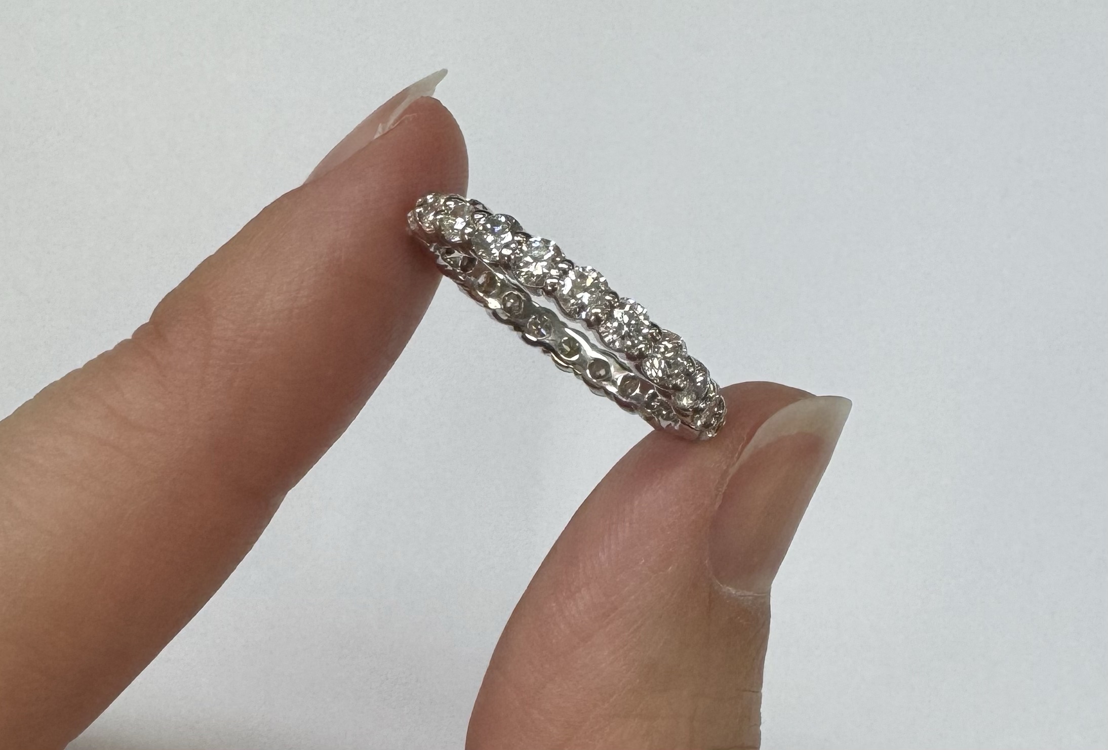 14k White Gold 23 Stone Genuine Natural 1.56 Cttw Round Brilliant Cut Diamond Eternity Band - Image 24