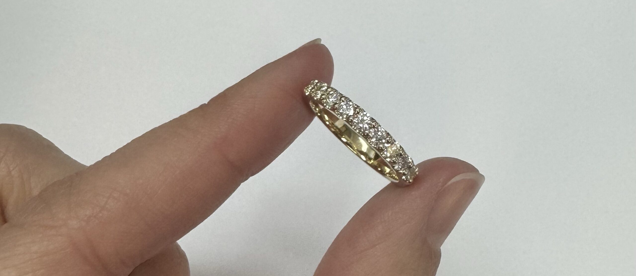 14k Yellow Gold 9 Stone Genuine .49 Cttw Round Brilliant Cut Diamond Low-Profile Band - Image 2