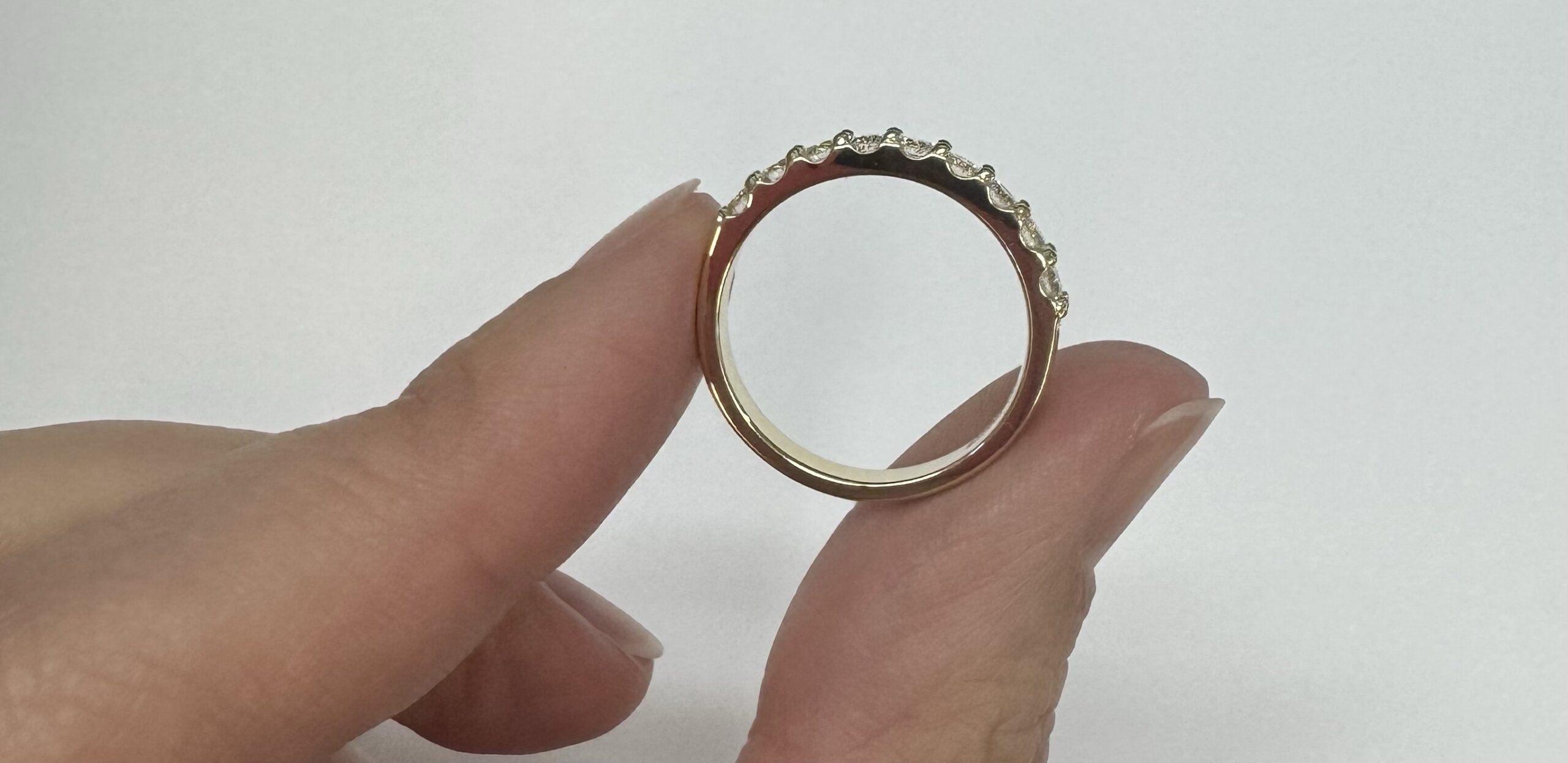 14k Yellow Gold 9 Stone Genuine .49 Cttw Round Brilliant Cut Diamond Low-Profile Band - Image 25