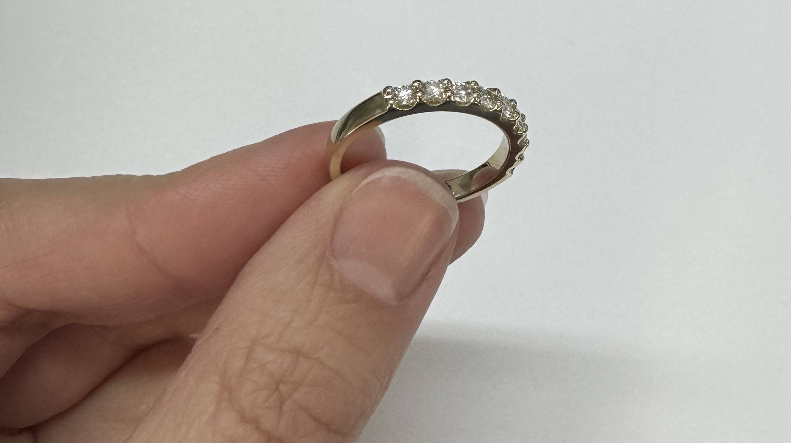 14k Yellow Gold 9 Stone Genuine .49 Cttw Round Brilliant Cut Diamond Low-Profile Band - Image 24