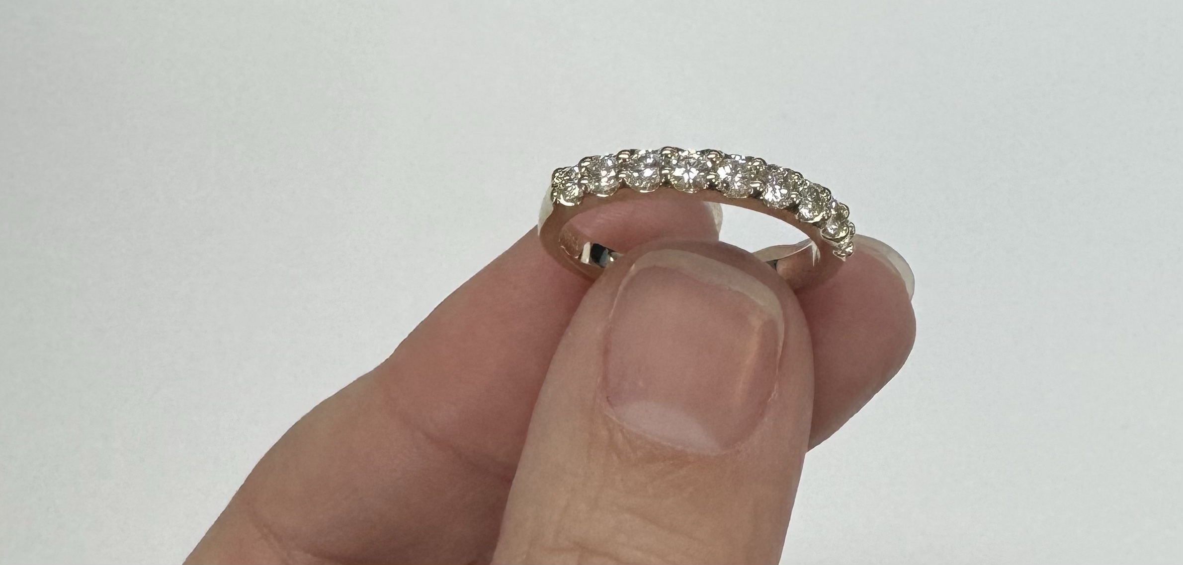14k Yellow Gold 9 Stone Genuine .49 Cttw Round Brilliant Cut Diamond Low-Profile Band - Image 23