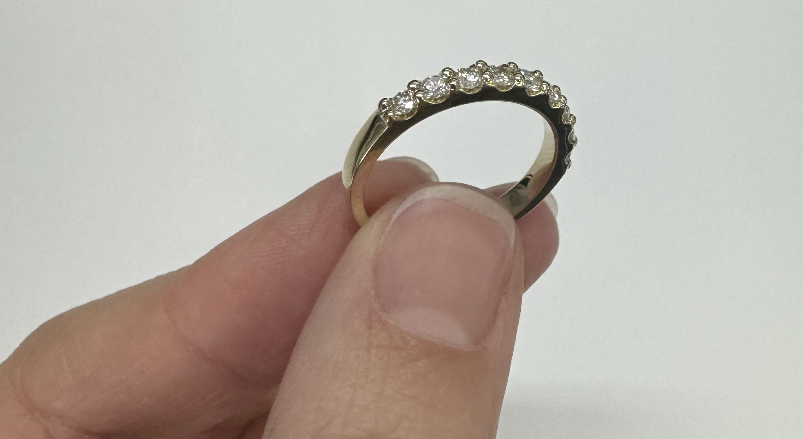 14k Yellow Gold 9 Stone Genuine .49 Cttw Round Brilliant Cut Diamond Low-Profile Band - Image 21