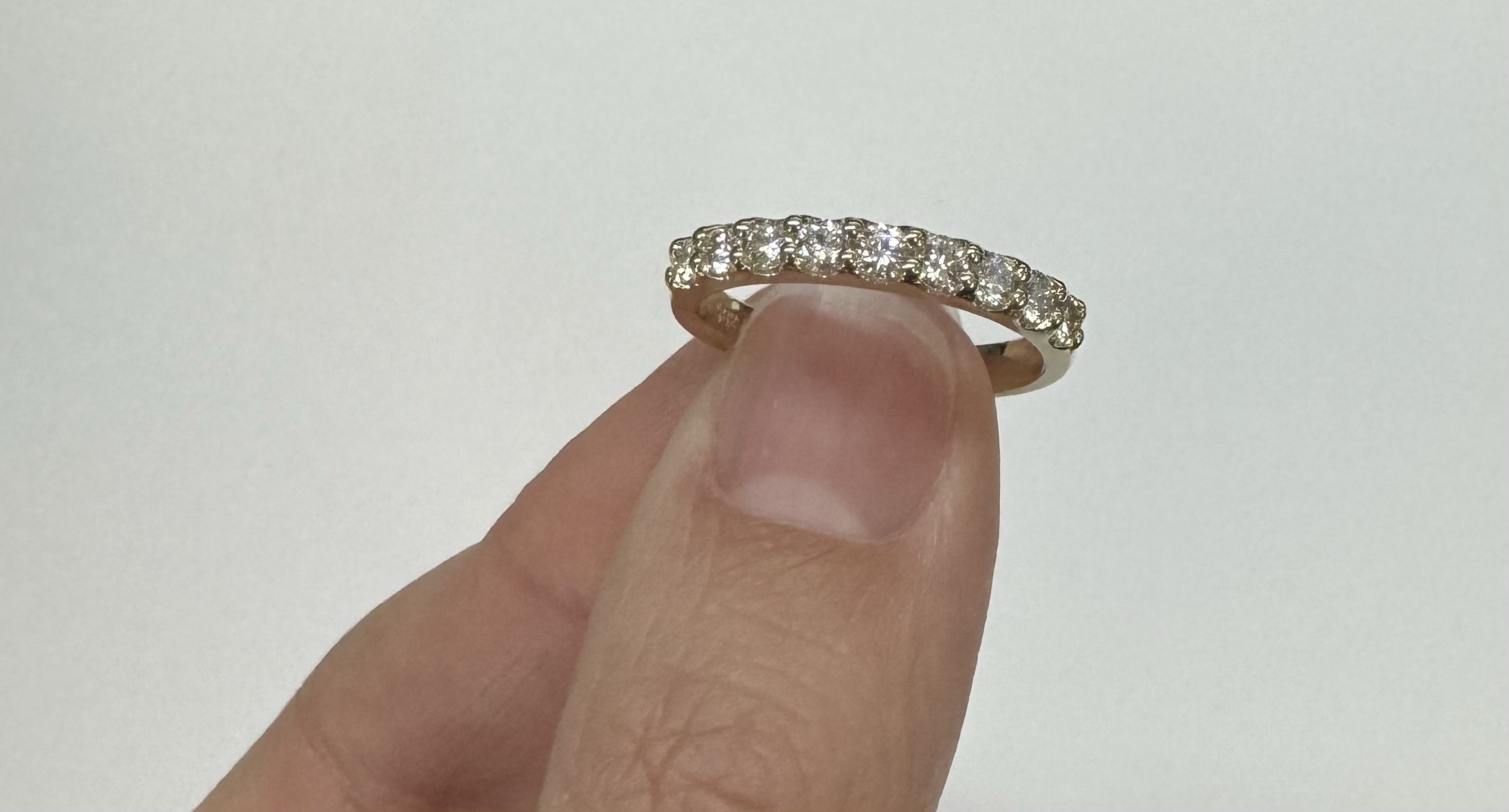 14k Yellow Gold 9 Stone Genuine .49 Cttw Round Brilliant Cut Diamond Low-Profile Band - Image 19