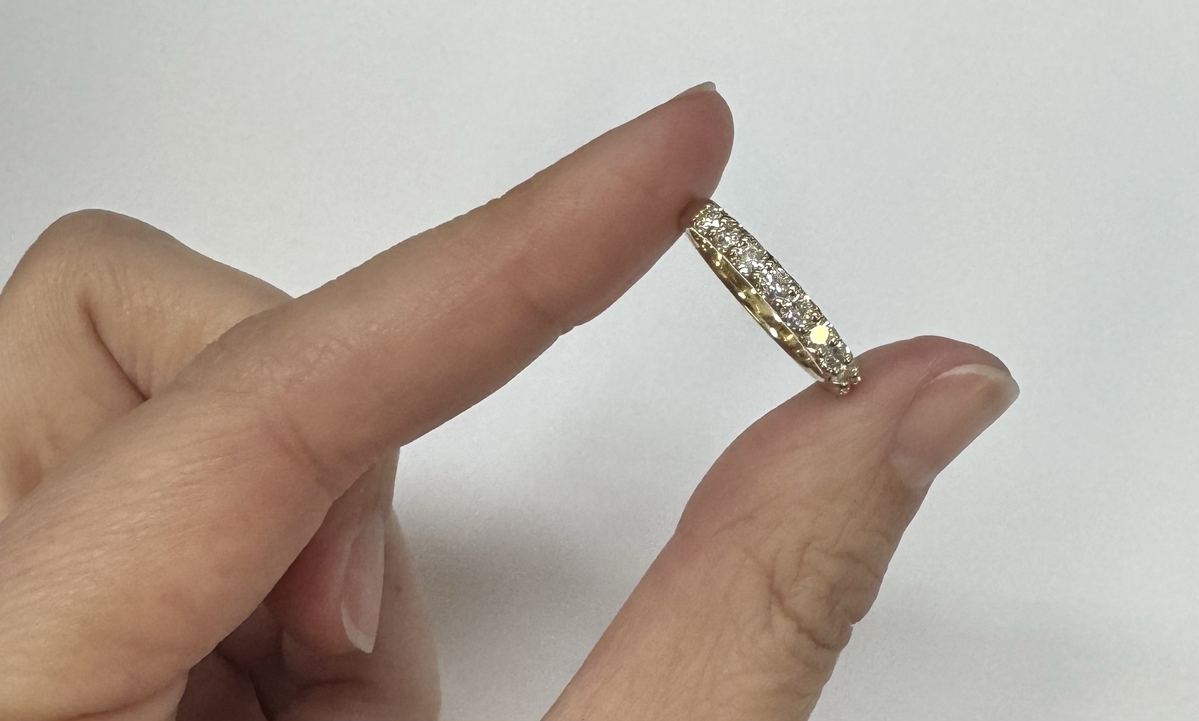 14k Yellow Gold 9 Stone Genuine .49 Cttw Round Brilliant Cut Diamond Low-Profile Band - Image 17