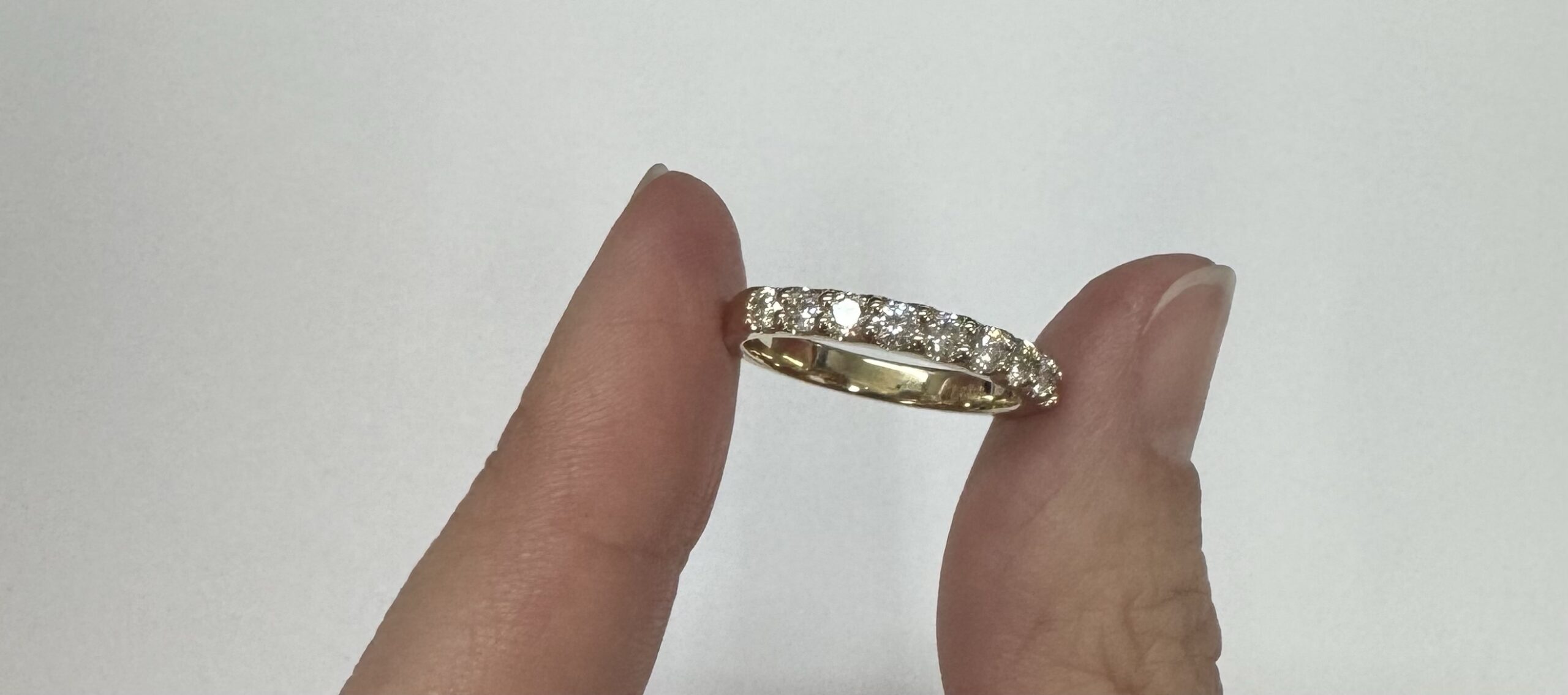 14k Yellow Gold 9 Stone Genuine .49 Cttw Round Brilliant Cut Diamond Low-Profile Band - Image 16