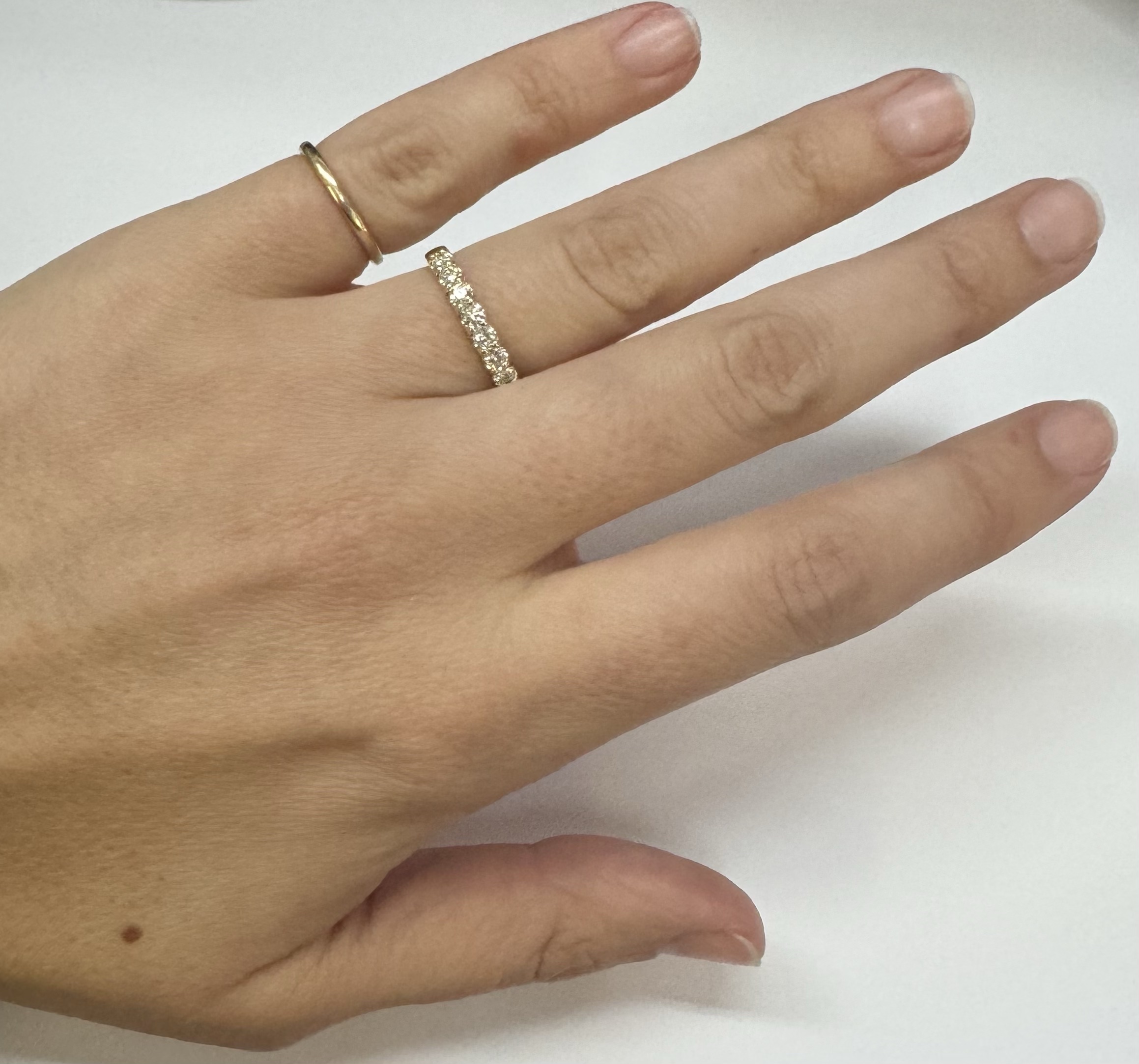 14k Yellow Gold 9 Stone Genuine .49 Cttw Round Brilliant Cut Diamond Low-Profile Band - Image 15