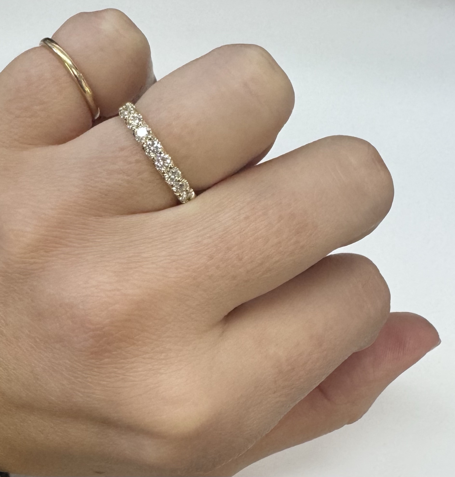 14k Yellow Gold 9 Stone Genuine .49 Cttw Round Brilliant Cut Diamond Low-Profile Band - Image 14