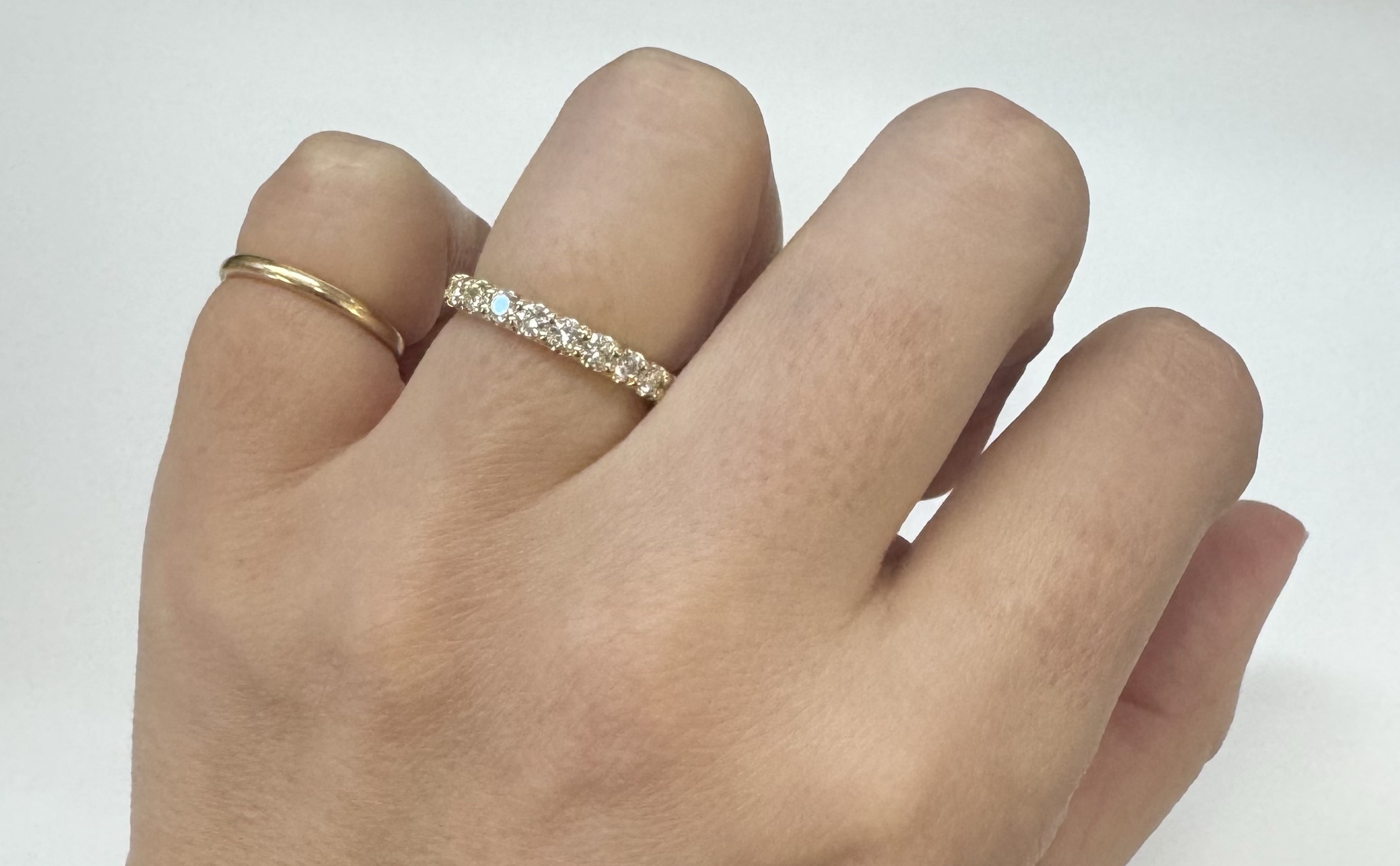 14k Yellow Gold 9 Stone Genuine .49 Cttw Round Brilliant Cut Diamond Low-Profile Band - Image 13