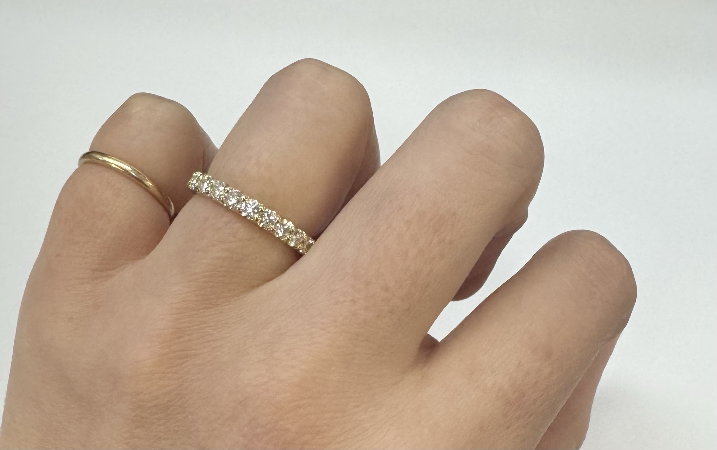 14k Yellow Gold 9 Stone Genuine .49 Cttw Round Brilliant Cut Diamond Low-Profile Band - Image 12