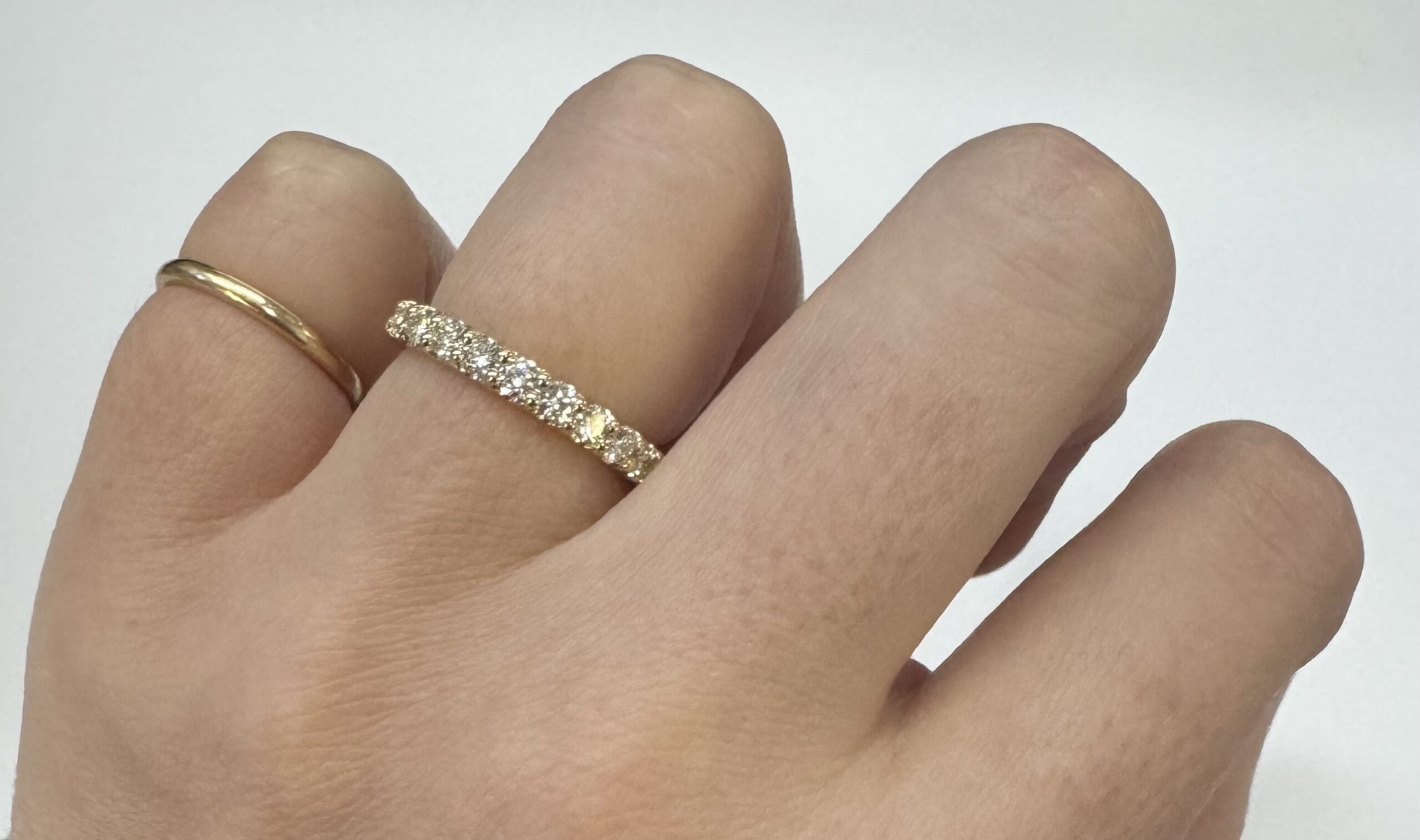 14k Yellow Gold 9 Stone Genuine .49 Cttw Round Brilliant Cut Diamond Low-Profile Band - Image 11