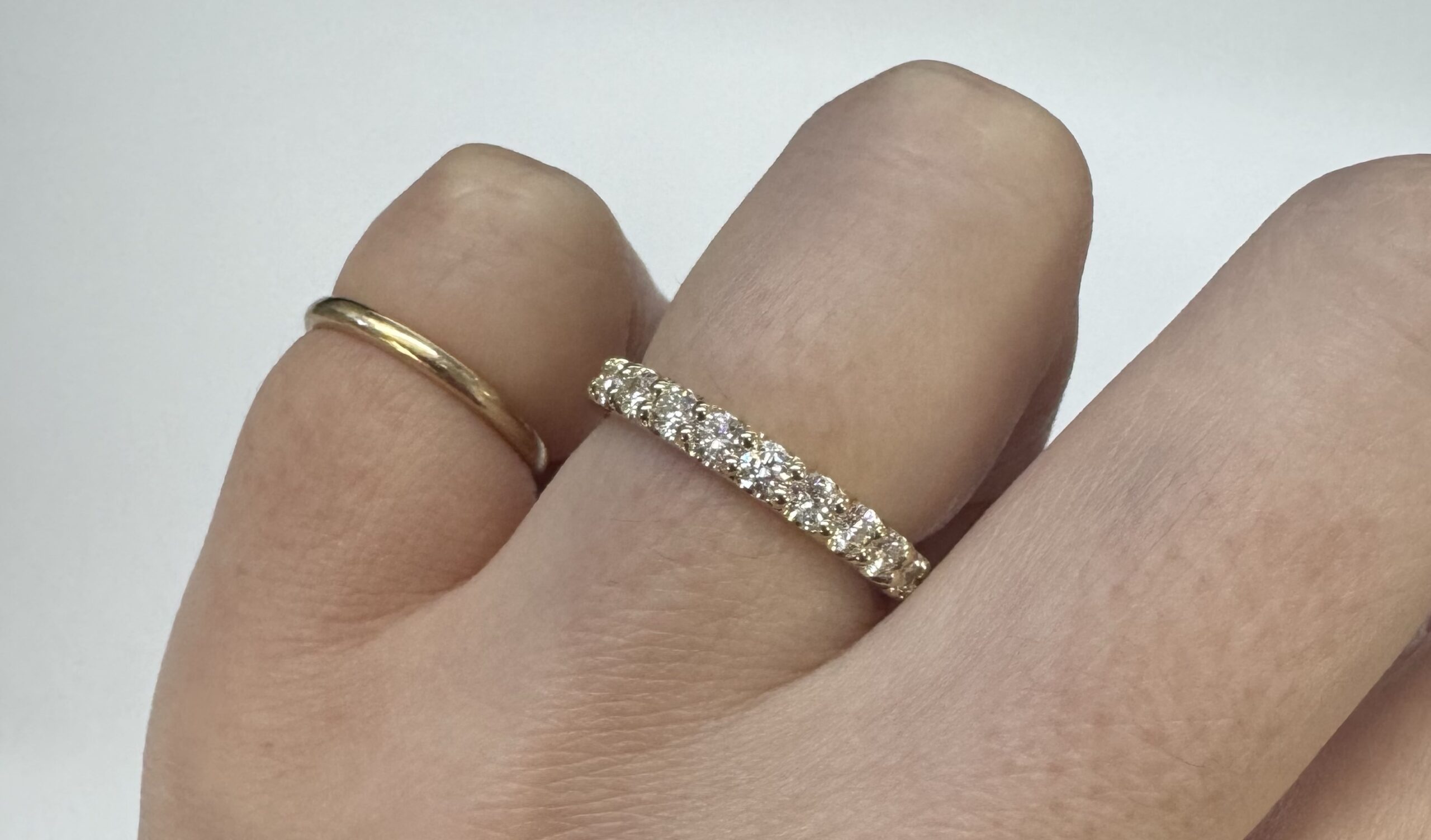 14k Yellow Gold 9 Stone Genuine .49 Cttw Round Brilliant Cut Diamond Low-Profile Band - Image 10
