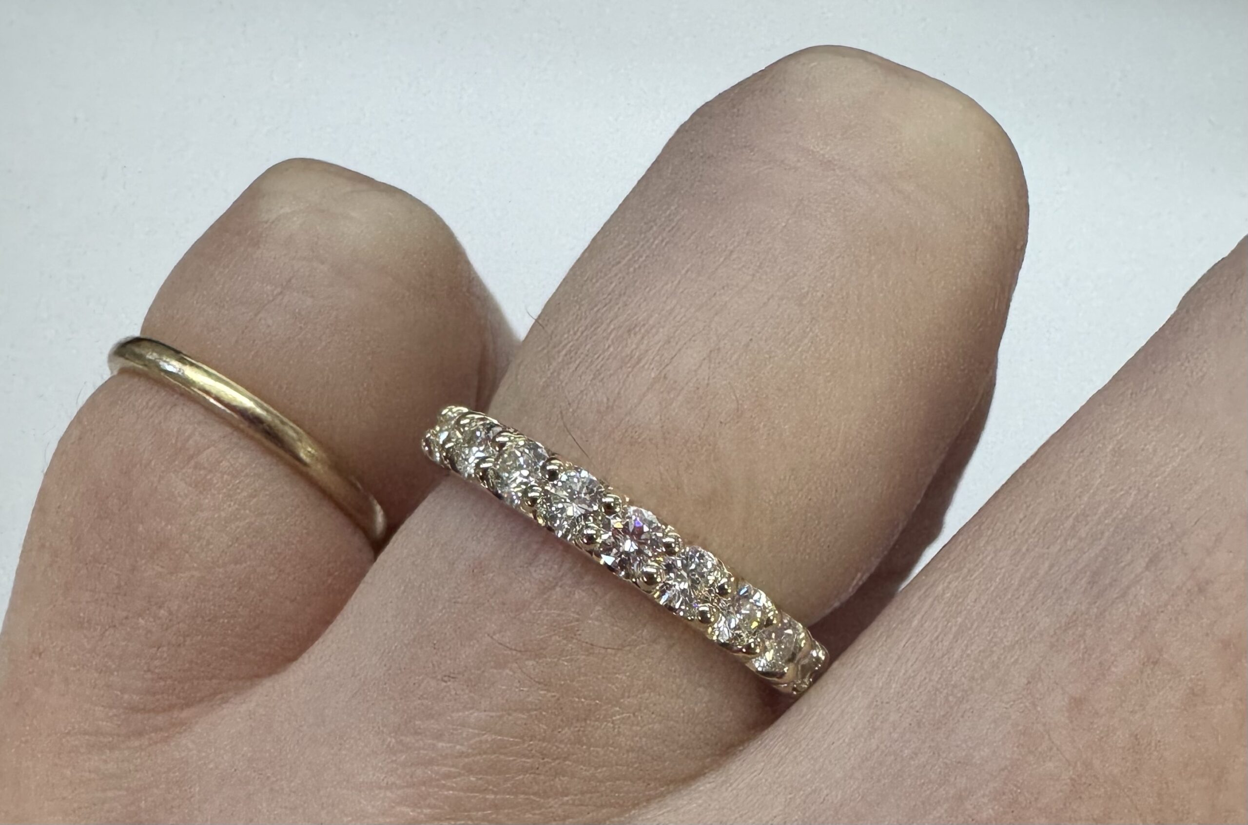 14k Yellow Gold 9 Stone Genuine .49 Cttw Round Brilliant Cut Diamond Low-Profile Band - Image 9