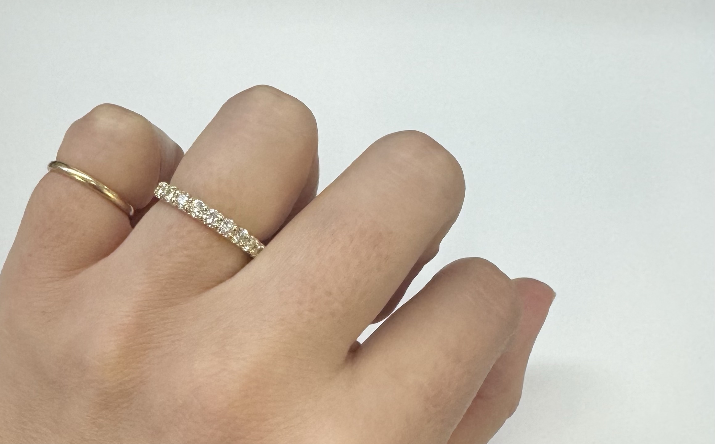 14k Yellow Gold 9 Stone Genuine .49 Cttw Round Brilliant Cut Diamond Low-Profile Band - Image 8