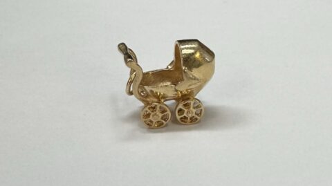 Vintage 14k Yellow Gold Baby Carriage Charm