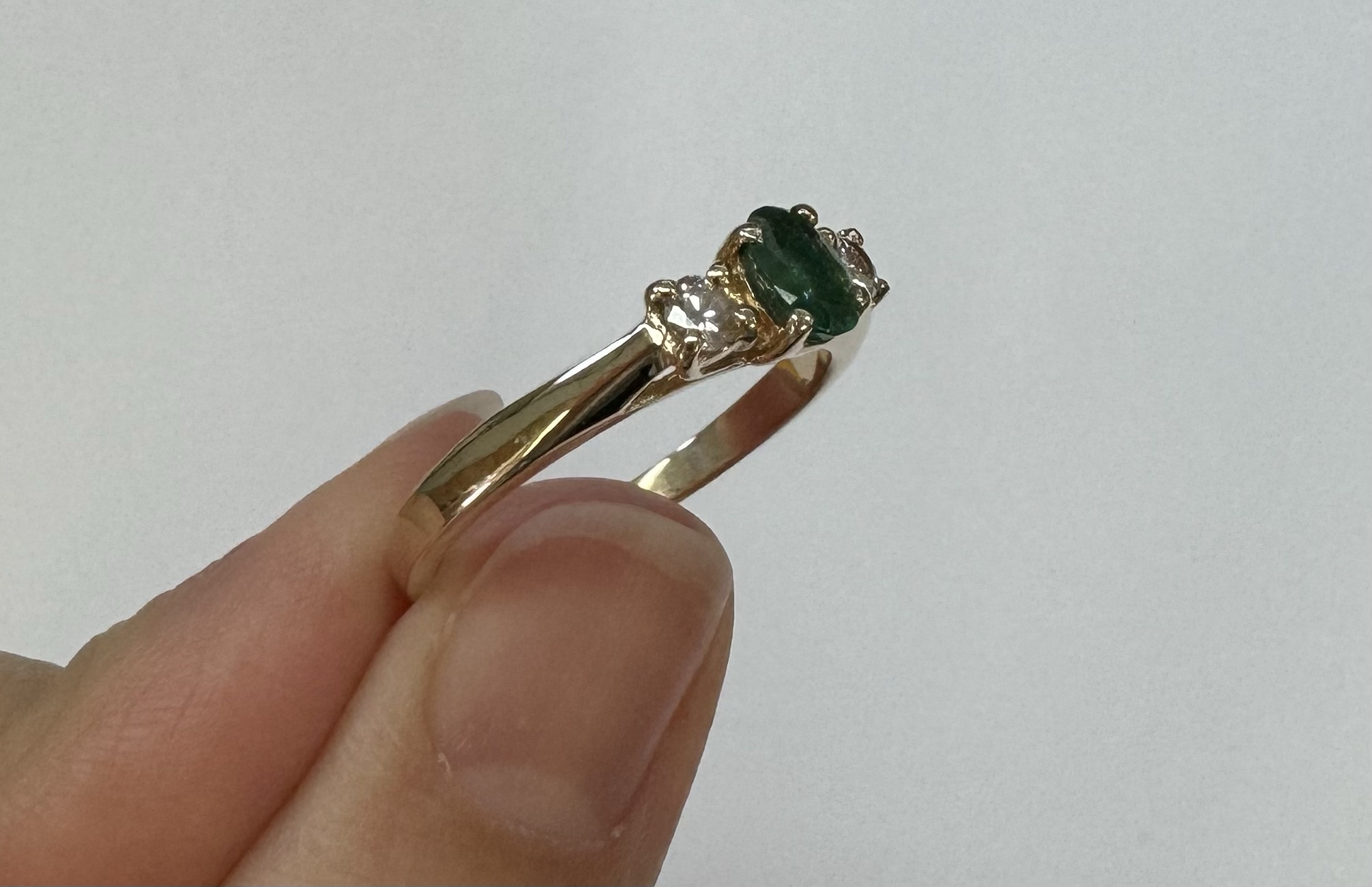 14k Yellow Gold 6 X 4 MM Emerald & Diamond Ring - Image 7