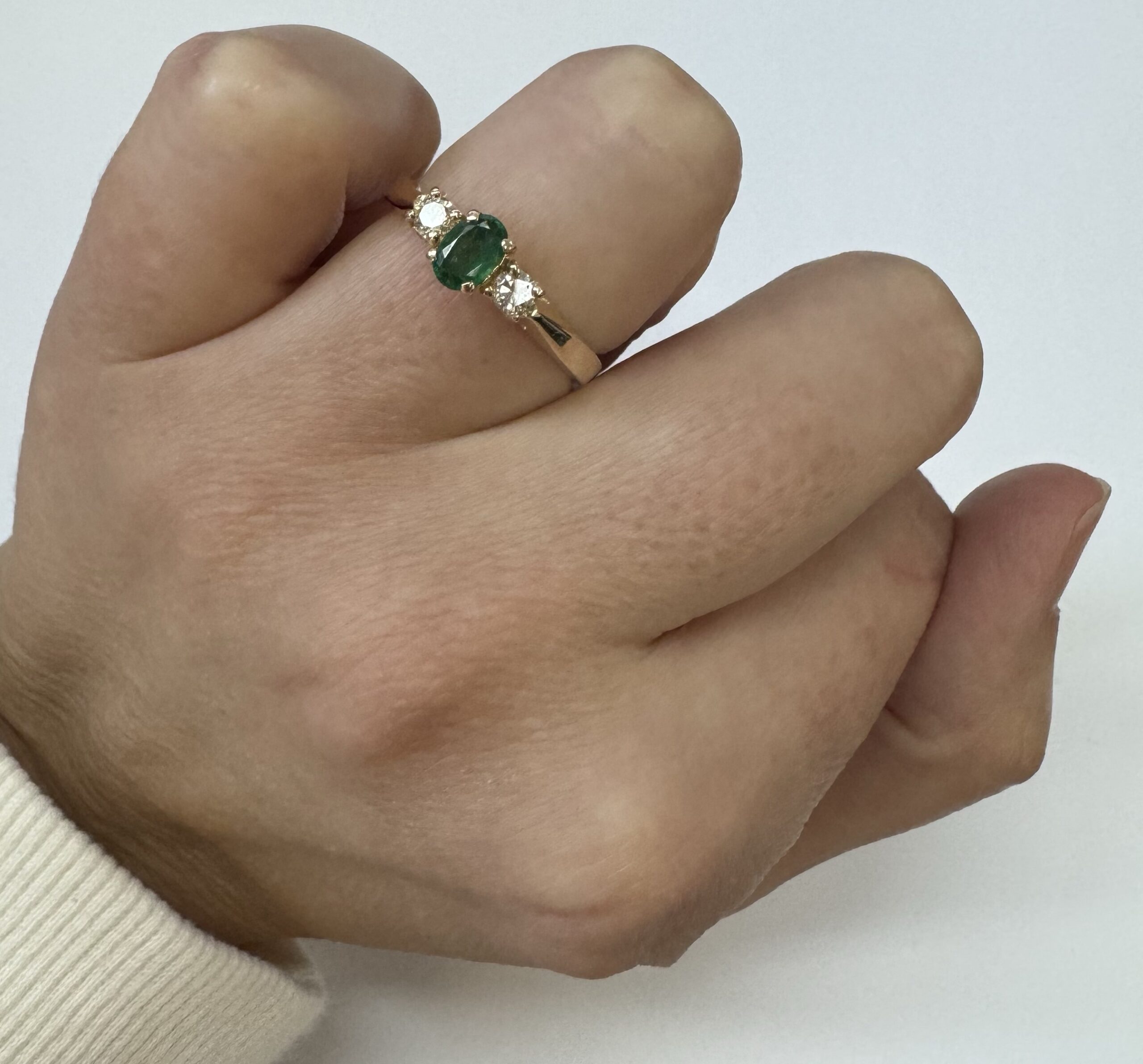 14k Yellow Gold 6 X 4 MM Emerald & Diamond Ring - Image 13