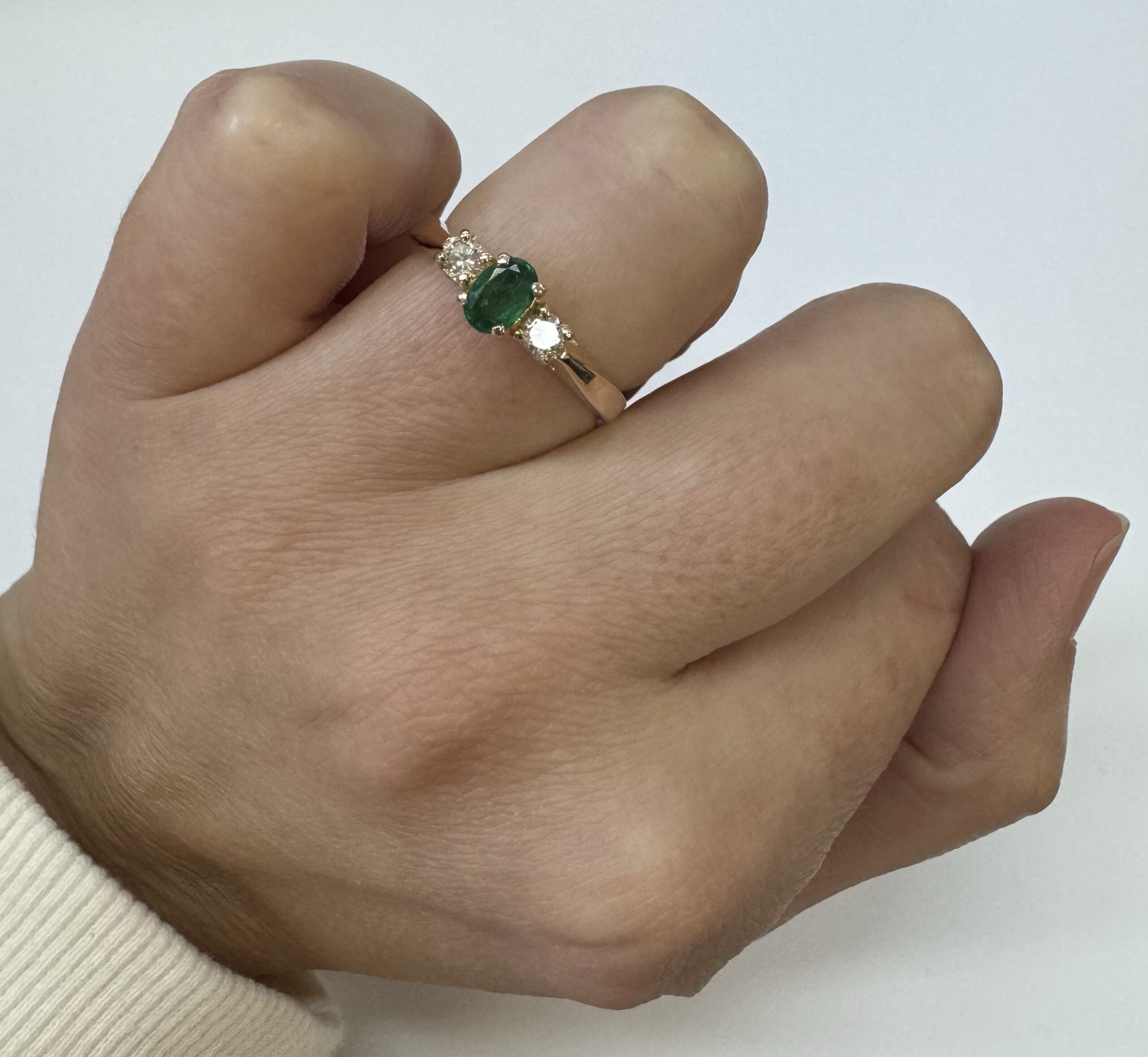 14k Yellow Gold 6 X 4 MM Emerald & Diamond Ring - Image 14