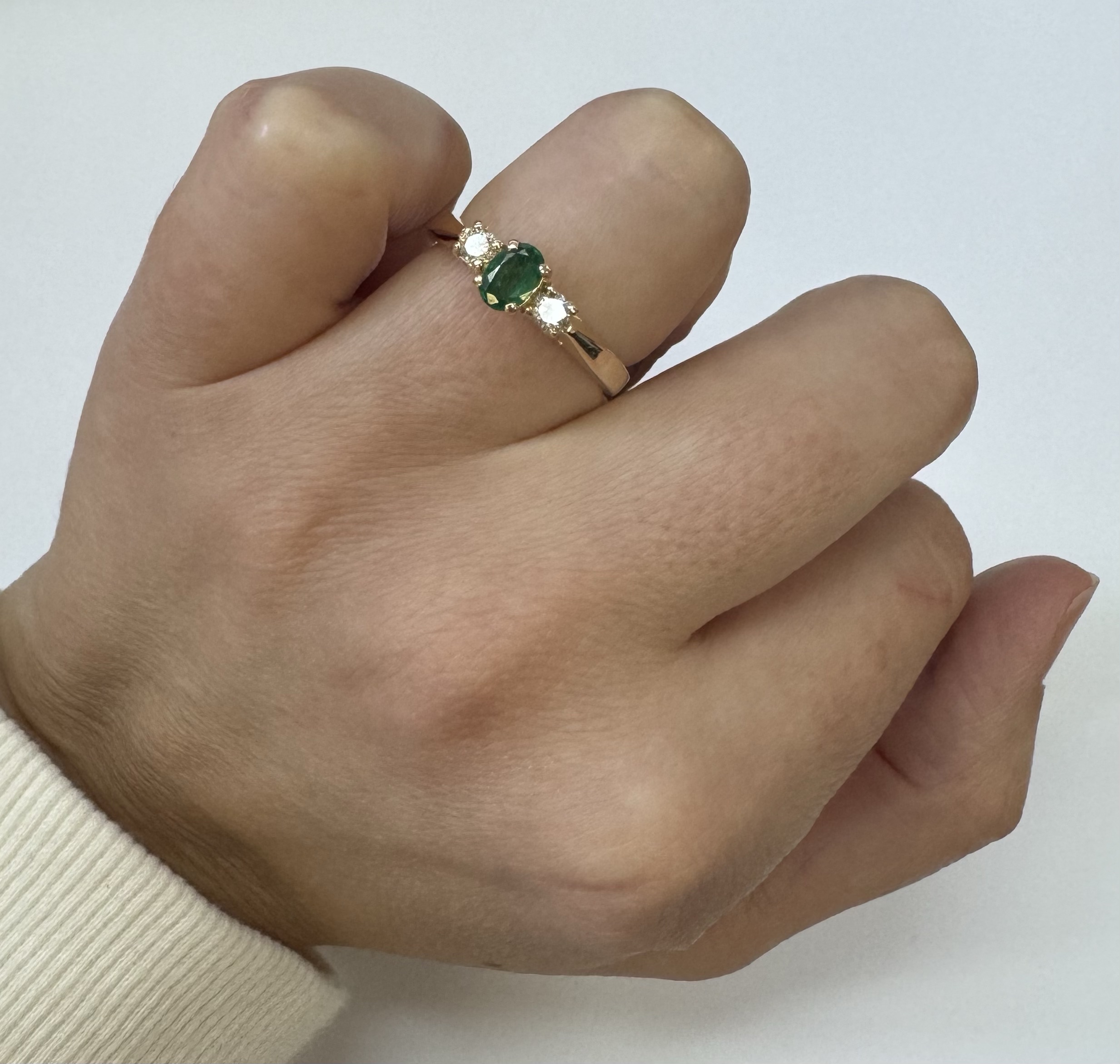 14k Yellow Gold 6 X 4 MM Emerald & Diamond Ring - Image 19