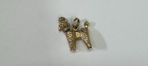14k Yellow Gold Poodle Charm With Diamond Accents