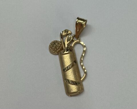 14k Yellow Gold Golf Bag & Club Charm