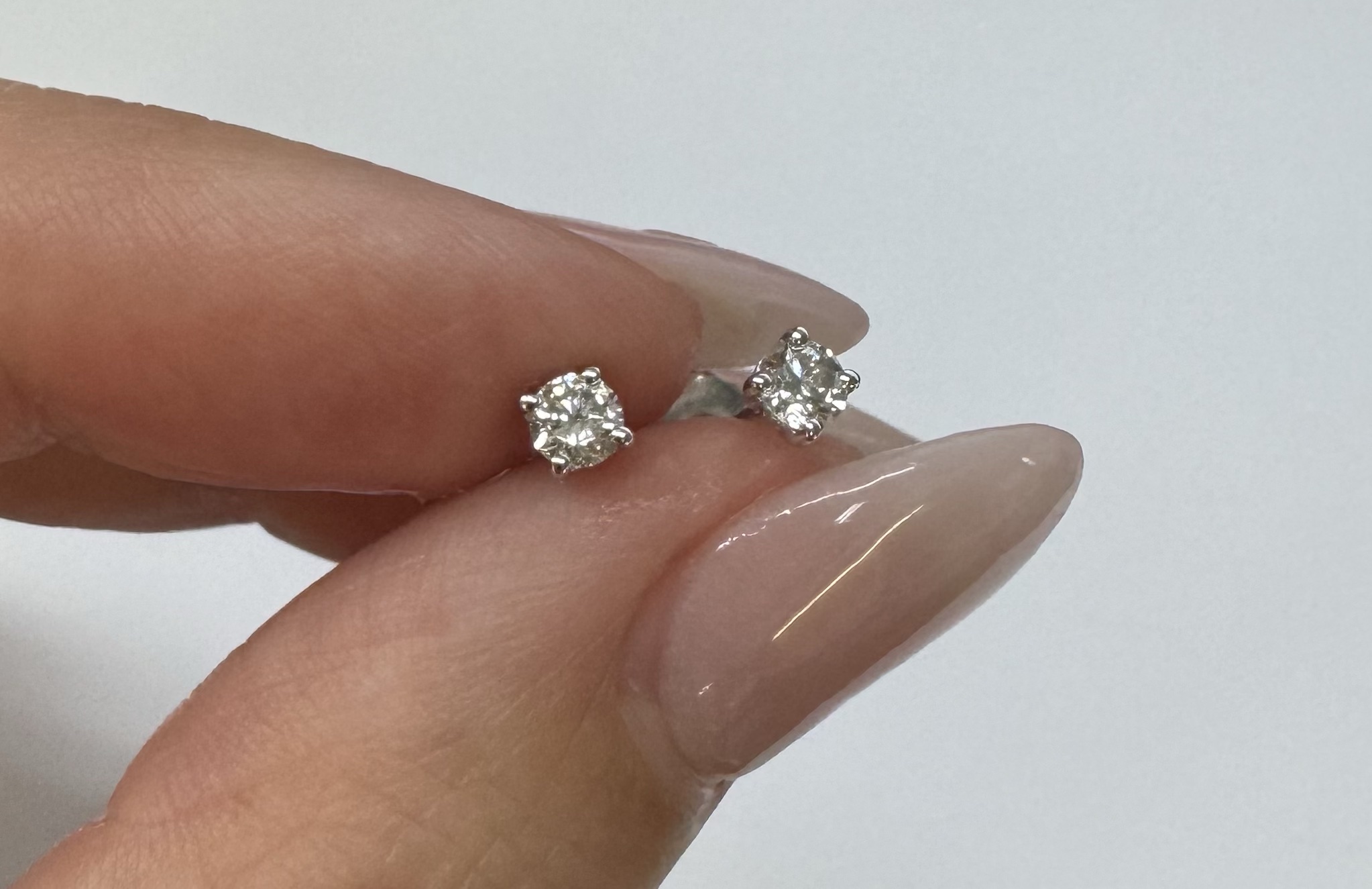 14k White Gold .25 Cttw Genuine Round Brilliant Cut Diamond 4 Prong Stud Earrings - Image 9