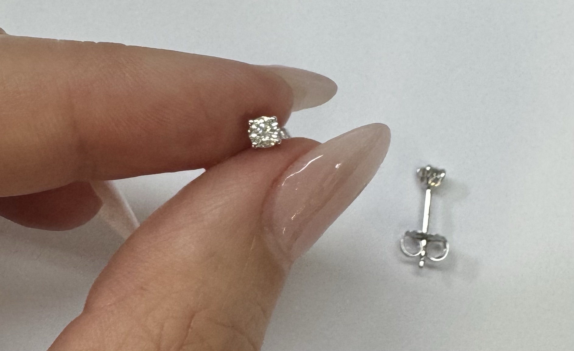 14k White Gold .25 Cttw Genuine Round Brilliant Cut Diamond 4 Prong Stud Earrings - Image 11