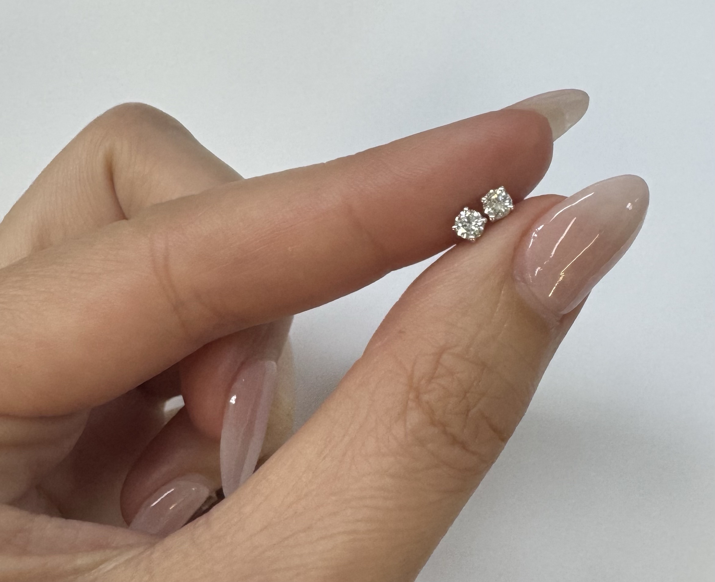 14k White Gold .25 Cttw Genuine Round Brilliant Cut Diamond 4 Prong Stud Earrings - Image 6