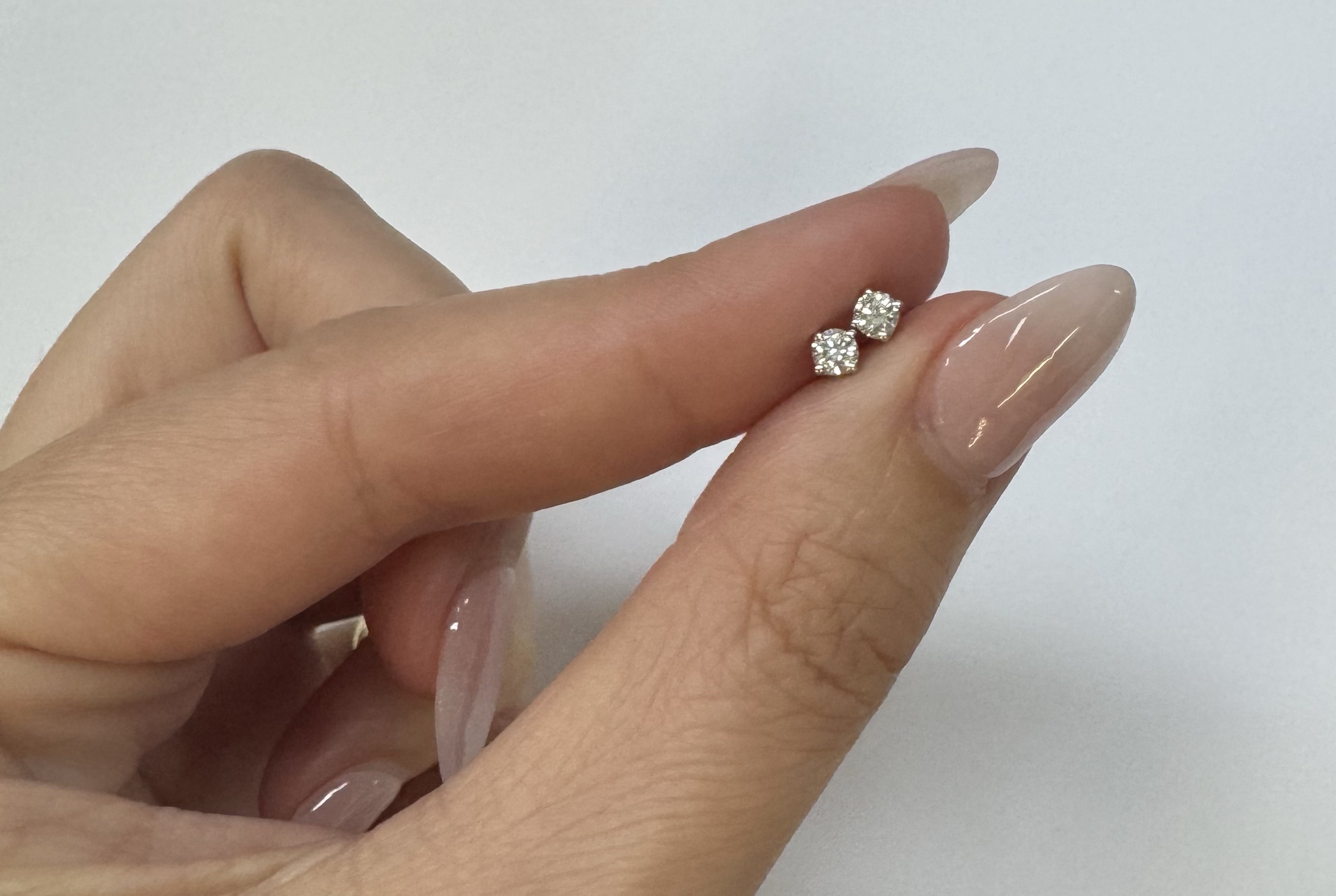 14k White Gold .25 Cttw Genuine Round Brilliant Cut Diamond 4 Prong Stud Earrings - Image 5