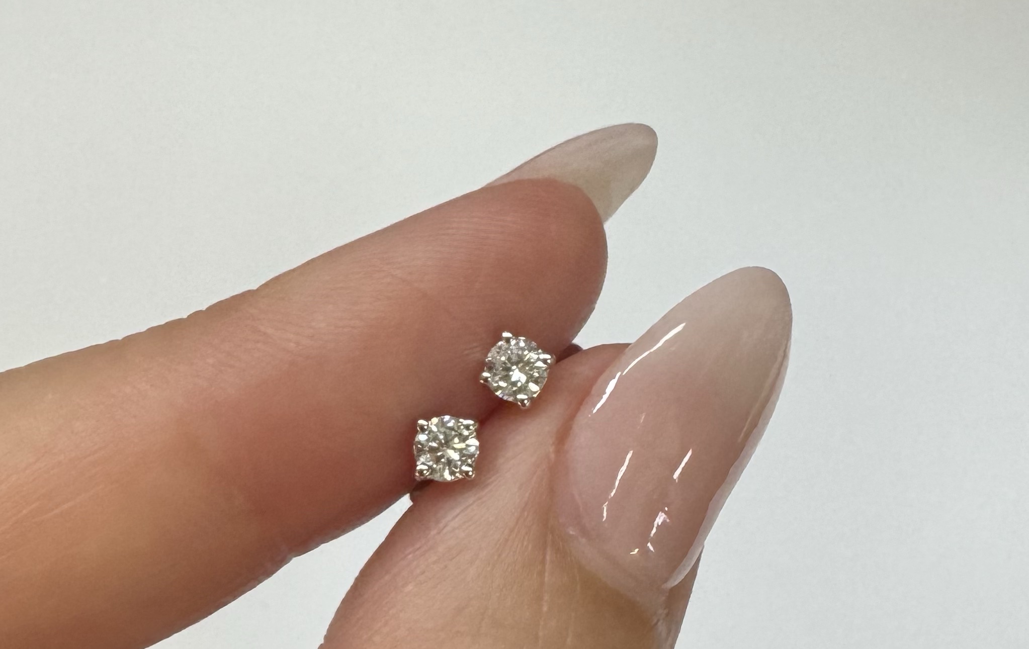 14k White Gold .25 Cttw Genuine Round Brilliant Cut Diamond 4 Prong Stud Earrings - Image 2