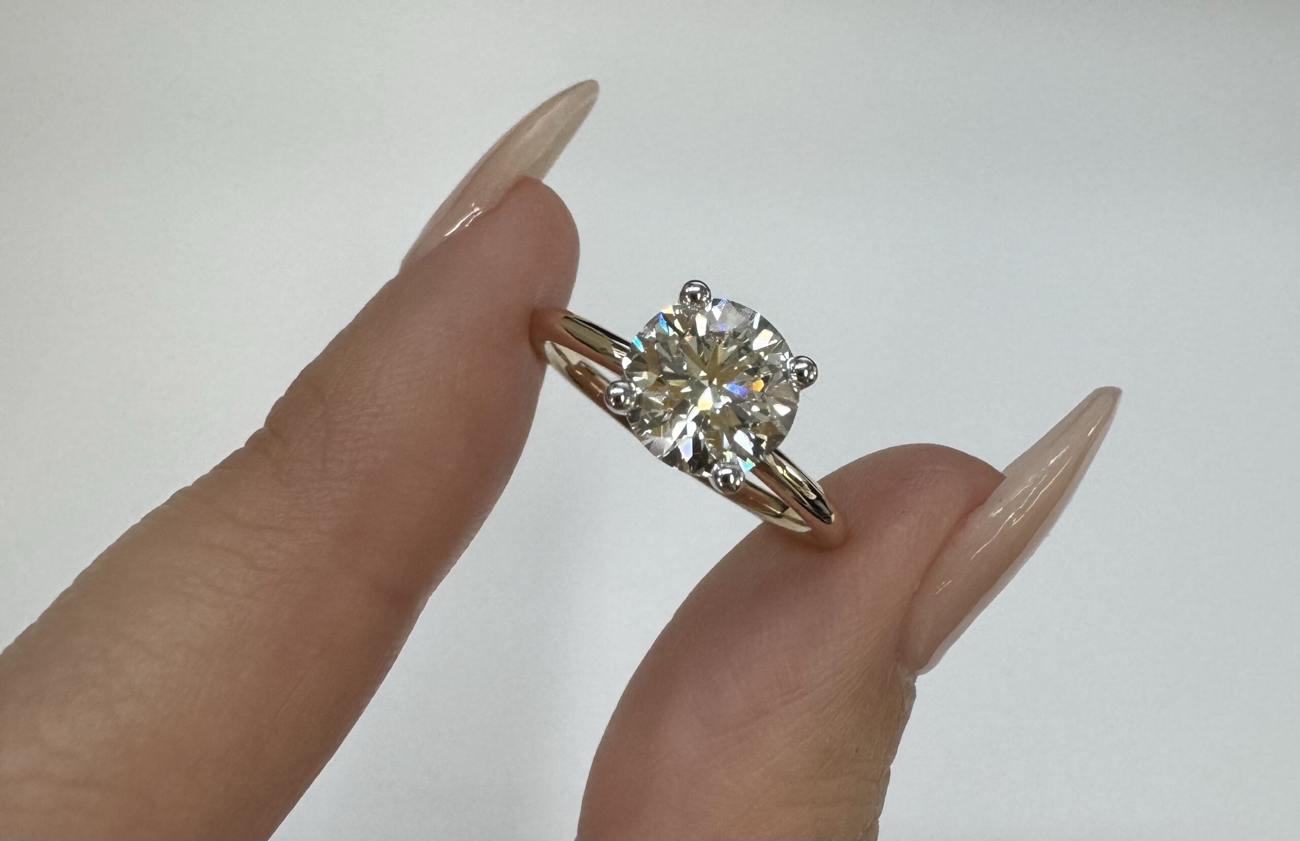 14k 2tone 1.82 Carat Genuine Lab Grown Round Brilliant Cut Diamond Engagement Ring