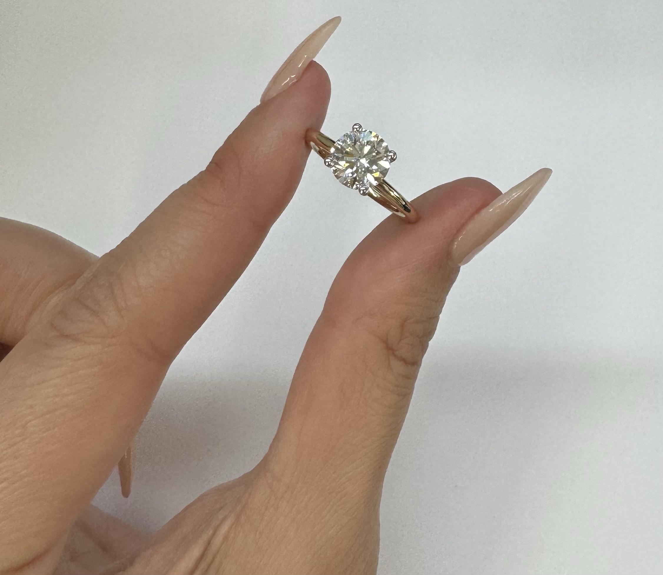 14k 2tone 1.82 Carat Genuine Lab Grown Round Brilliant Cut Diamond Engagement Ring - Image 10